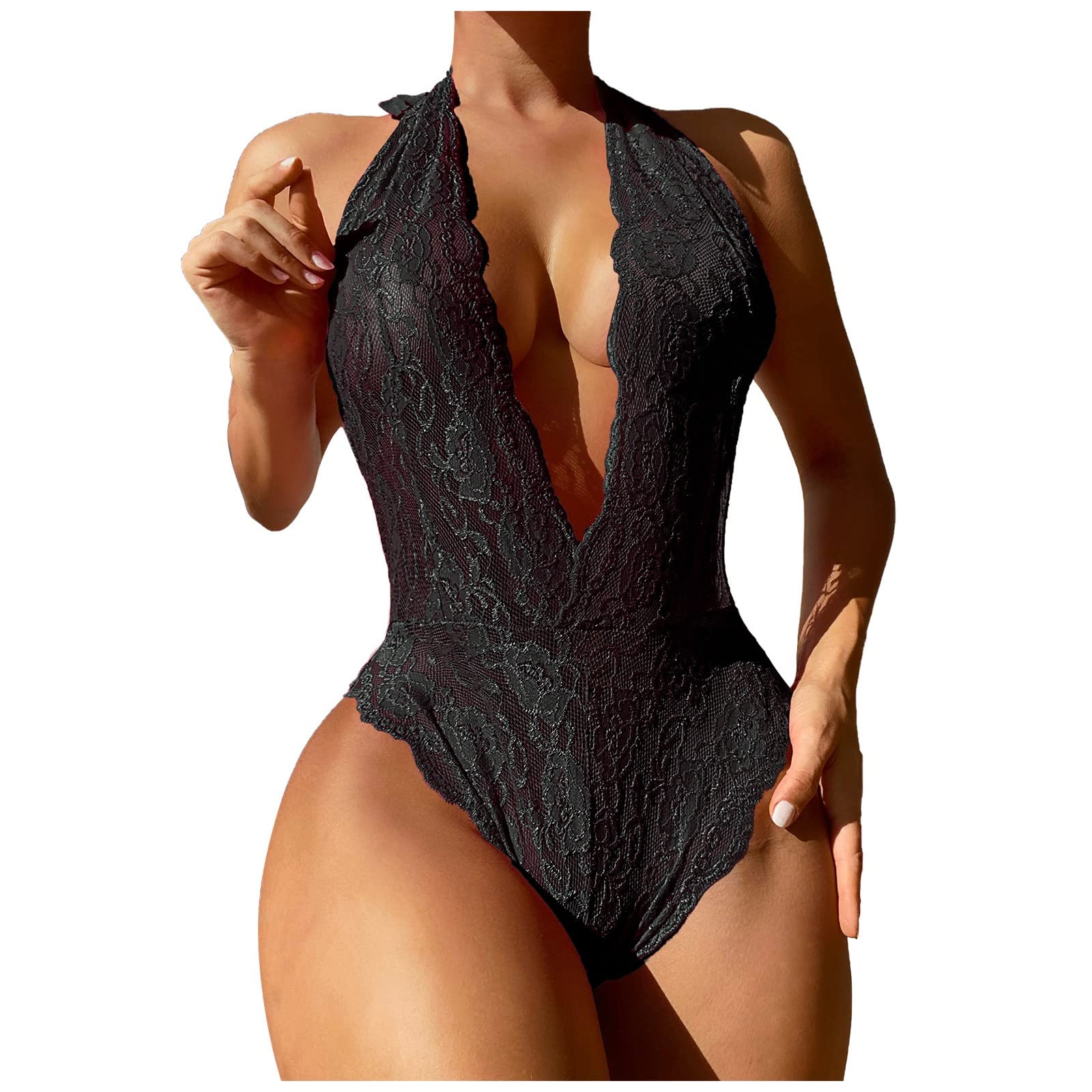 Sexy Lace Hollow Out Teddy Bodysuit for Women - Exotic Babydoll Lingerie Set for Romantic Nights & Special Occasions | Perfect for Valentine's Day, Honeymoon & Intimate Moments (Style M34)