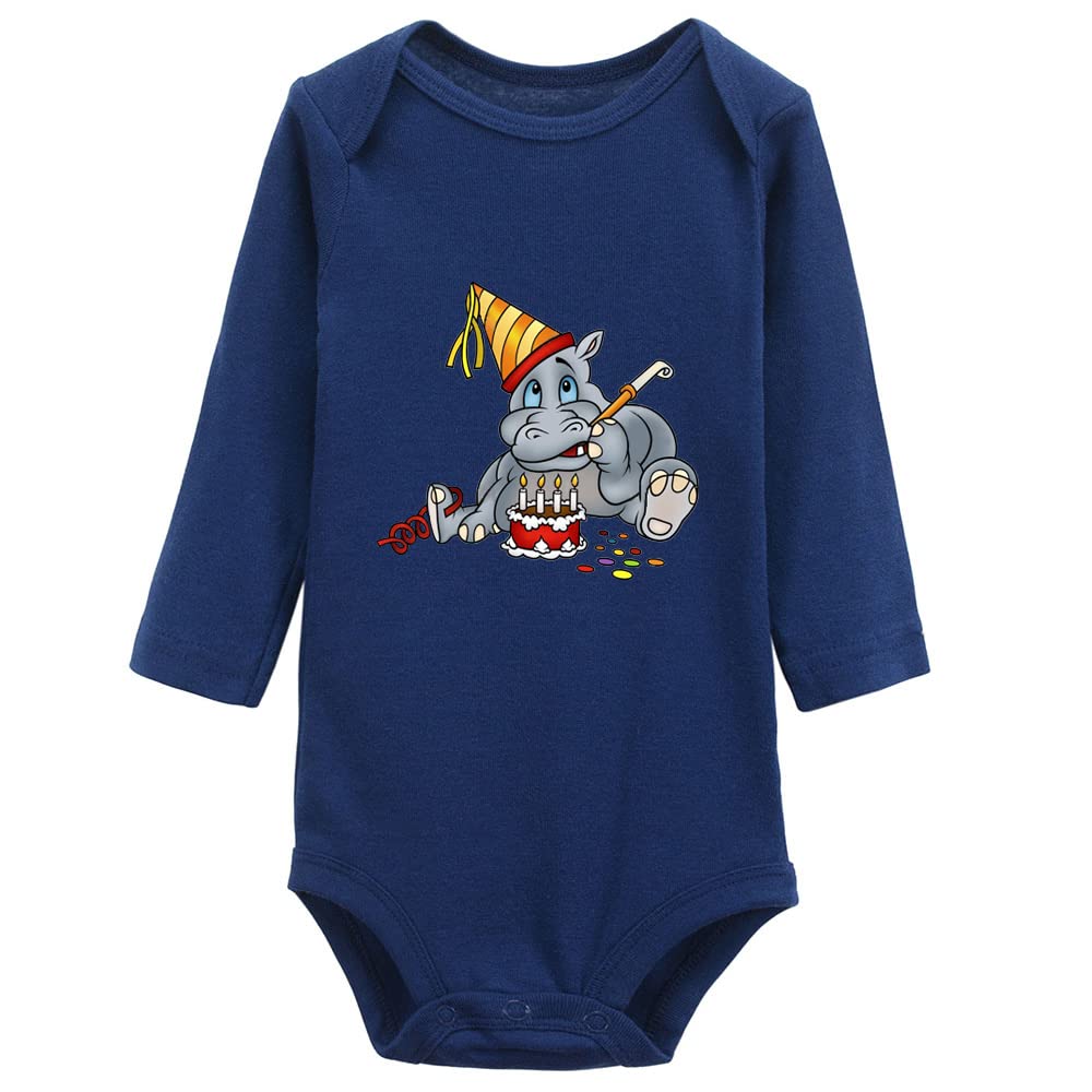 YCICIVDee Happy Birthday Cute Funny Hippo Baby Onesie Pajamas for Boys & Girls - Perfect for Birthday Parties, Photo Shoots & Comfortable Sleepwear