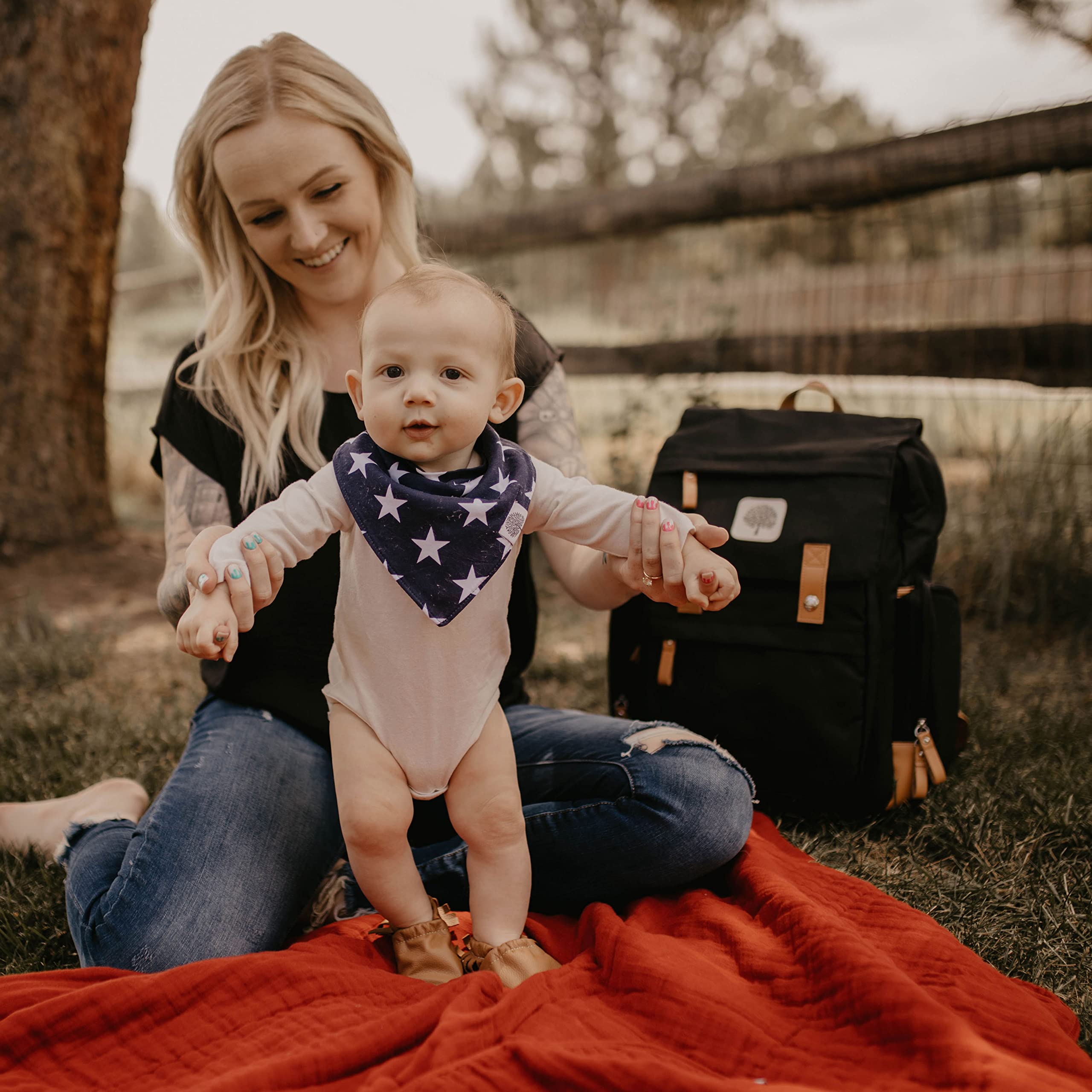 Parker Baby Co. Large Diaper Backpack with Insulated Pockets, Stroller Straps & Changing Pad - Waterproof Baby Bag for Travel, Daycare & Outings - Black Birch Design