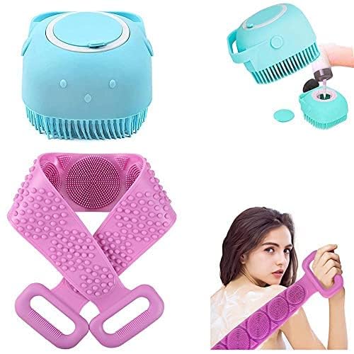 KUMISHRI 2-Pack Silicone Bath Brush with Back Scrubber - Exfoliating Body Scrubber for Men & Women - Soft Shower Brush for Deep Cleansing & Skin Renewal - Perfect for Spa, Daily Shower, and Exfoliation Routine