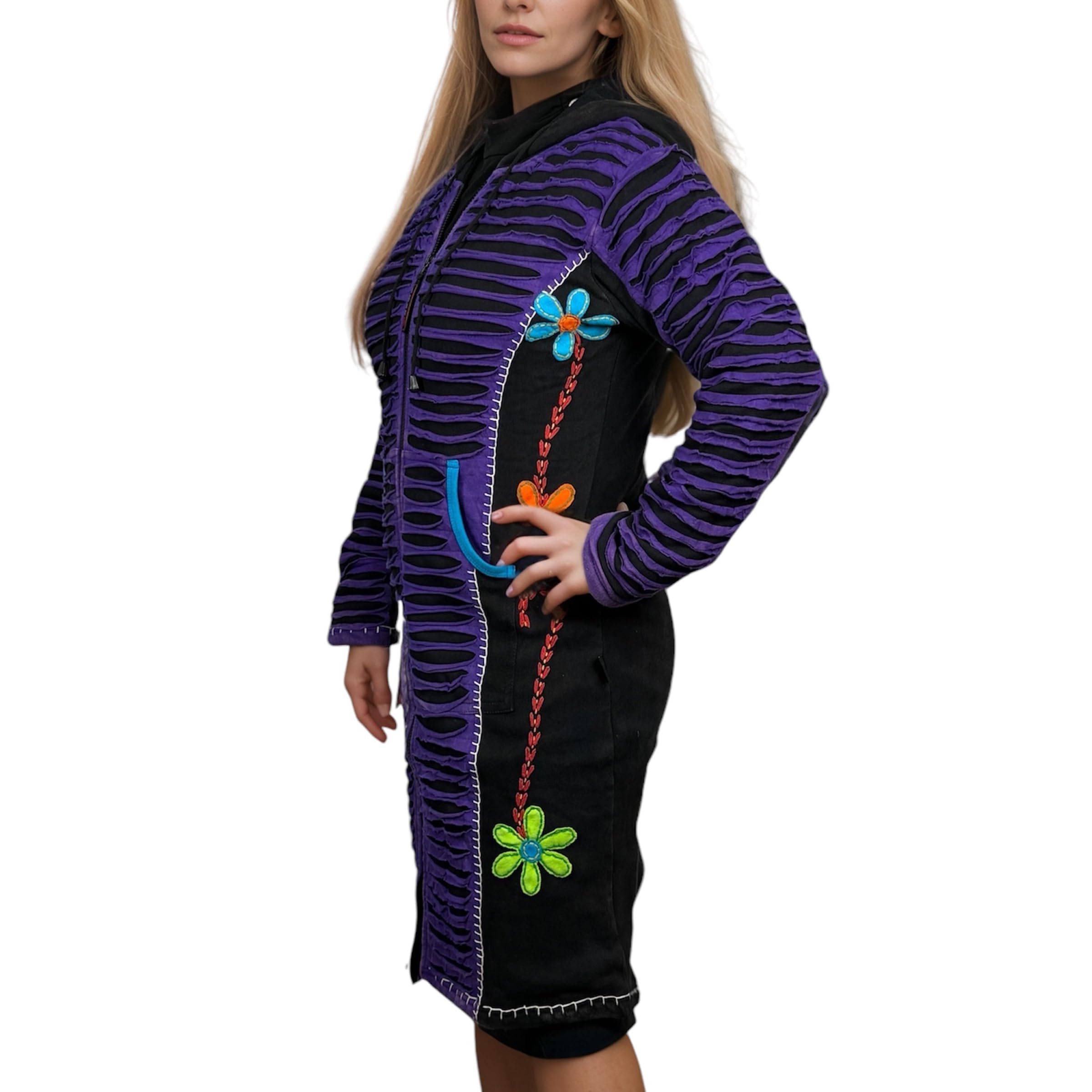 Agan Traders 2025 Long Ribbed Knit Distressed Cotton Bohemian Fleece Lined Jacket - Winter & Spring Outerwear for Women | Perfect for Casual Outings, Travel & Street Style