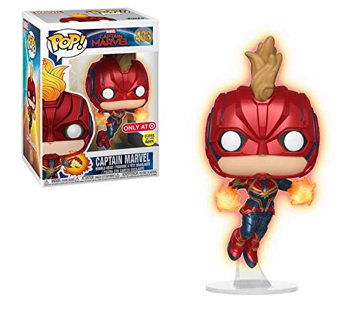 Funko POP! Marvel Captain Marvel Glow in The Dark Flying Figure - Target Exclusive Collectible #433 | Superhero Action Figure for Marvel Fans & Comic Book Collectors | Perfect for Display Shelves, Office Decor & Gift Giving