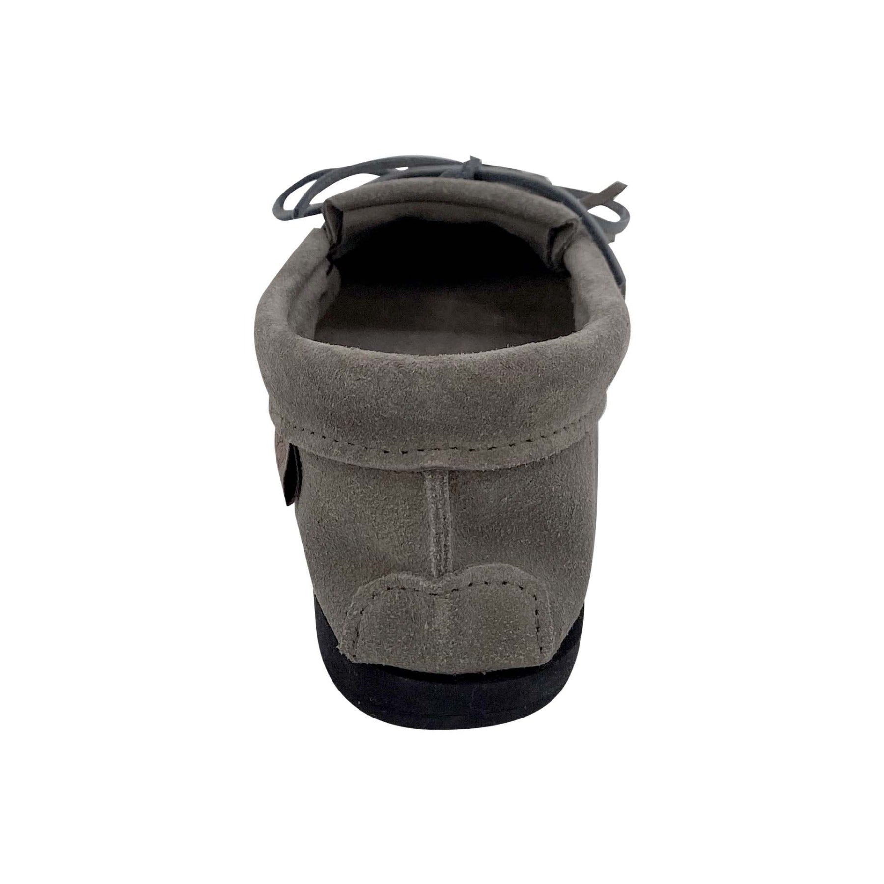 Women's Gray Suede Moccasins with Fringe Detail & Rubber Sole - Comfortable Slip-On Shoes for Casual Wear, Travel & Home