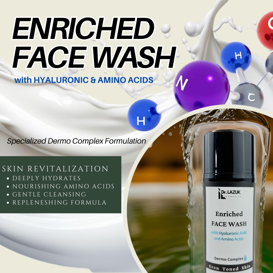 Hydrating Face Wash with Hyaluronic Acid & Amino Acids for Normal to Dry Skin - Gentle Daily Cleanser for Soft, Glowing Skin | Perfect for Morning & Night Routine