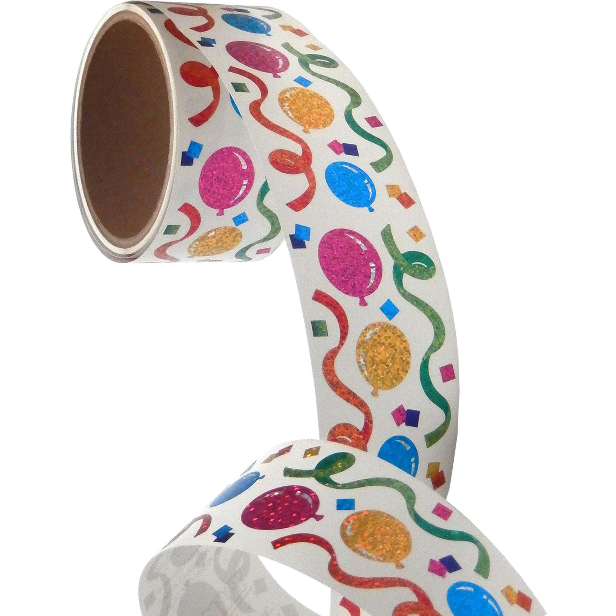 Wholesale Bulk Roll Prismatic Stickers & Balloons/Streamers - 50 Repeats for Party Decorations, DIY Crafts, and Event Supplies