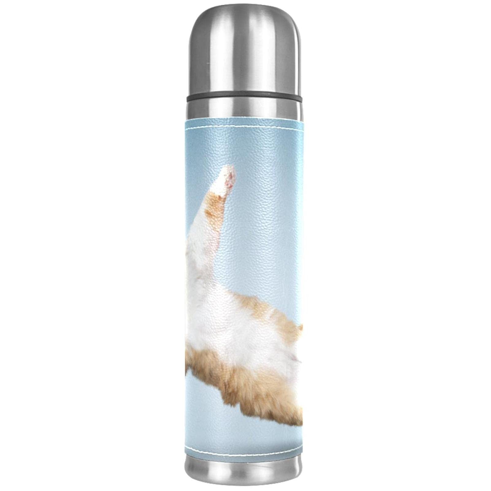Stainless Steel Vacuum Insulated Mug with Cat Yoga Print - 17oz Leakproof Thermos for Hot & Cold Drinks - Funny Water Bottle for Adults & Kids - Perfect for Office, Gym, Hiking & Travel