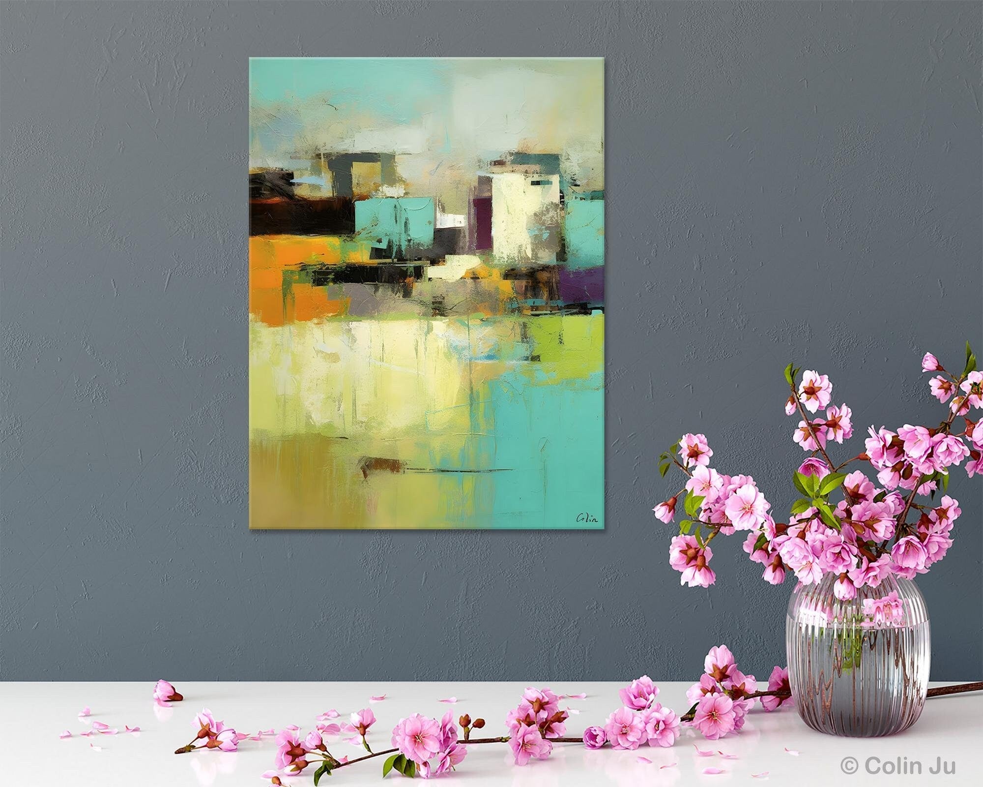 Modern Abstract Wall Art Paintings - Extra Large Hand Painted Canvas Artwork for Dining Room Decor | Contemporary Home & Office Wall Decor