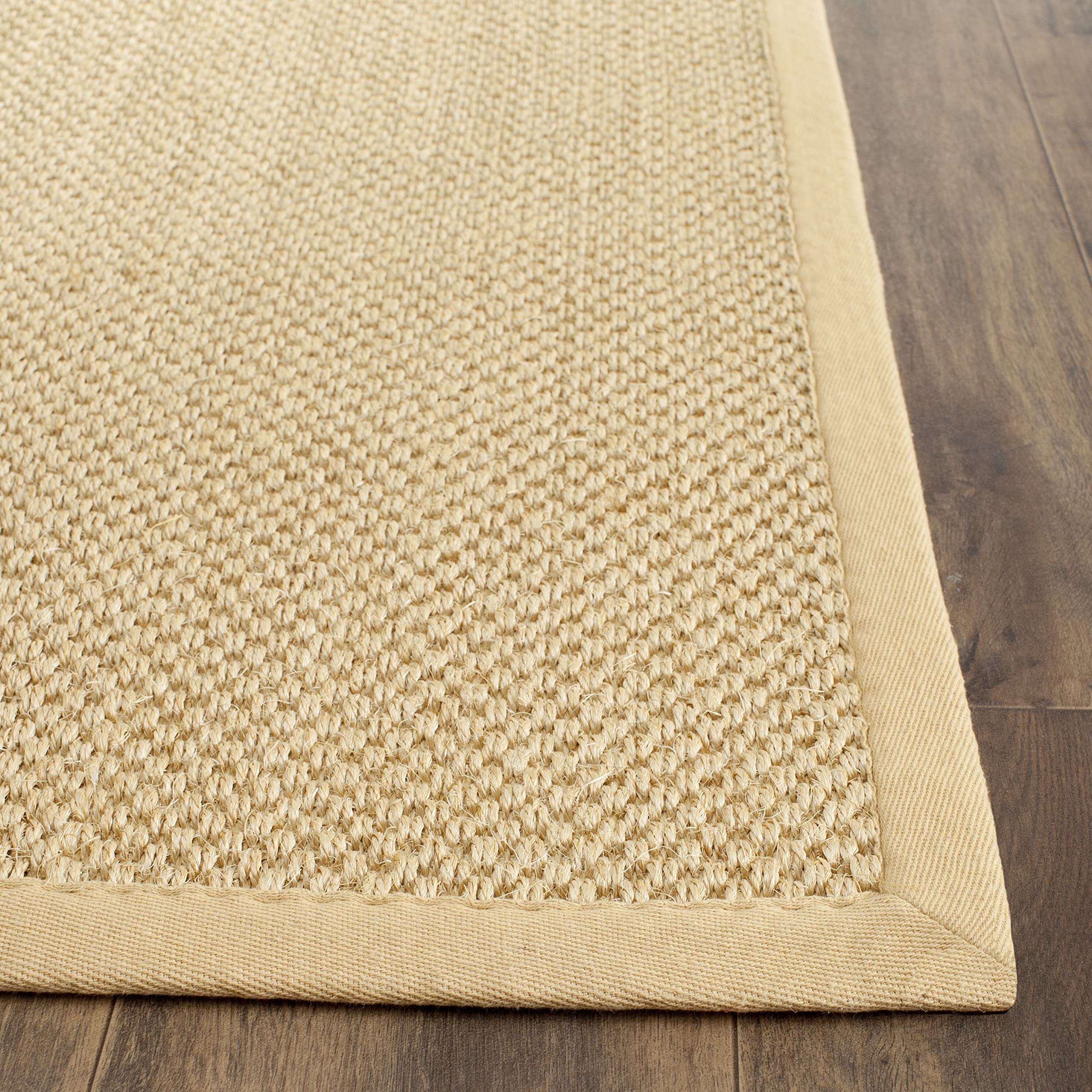 SAFAVIEH Natural Fiber Collection 7' Square Maize/Wheat NF443A Border Sisal Area Rug - Perfect for Living Room, Bedroom & Home Decor