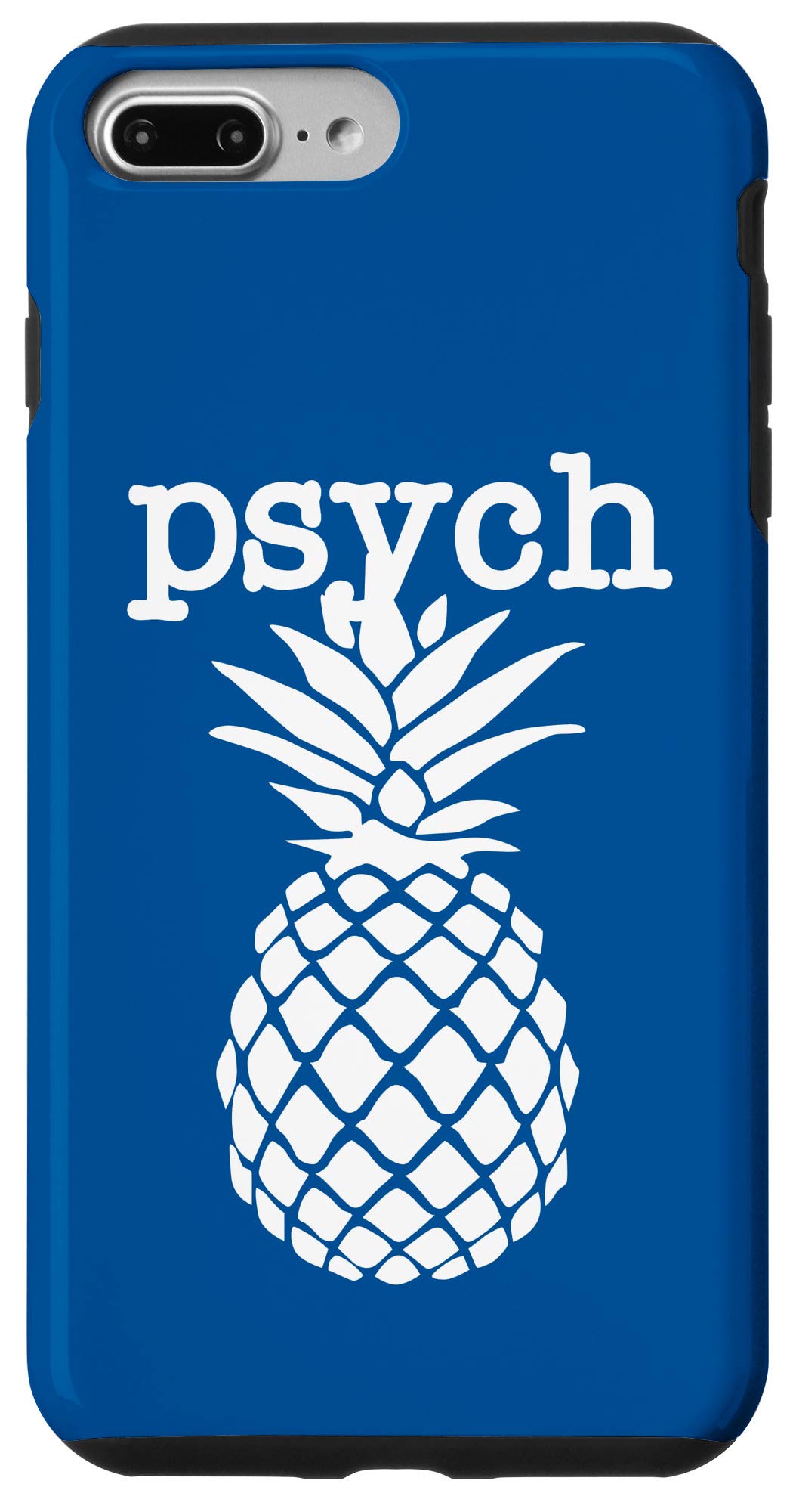 Funny Pineapple Fruit Graphic iPhone 7 Plus/8 Plus Case - Durable Protective Cover with Blue Psychedelic Design - Perfect for Beach Vacation, Summer Outings & Tropical Theme Parties