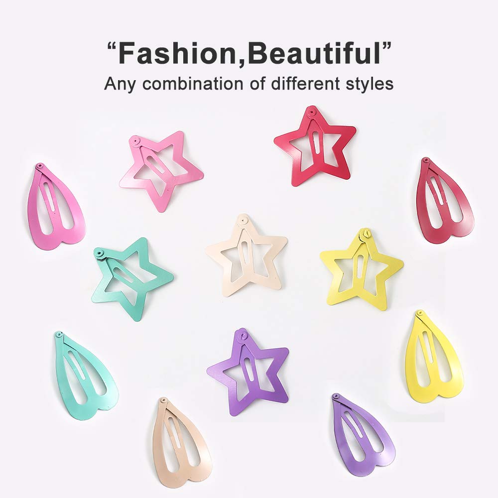 ECADY Colorful Metal Snap Hair Clips for Girls, Toddlers & Kids - 2 Inch, 100pcs - Perfect for School, Parties & Daily Hair Styling