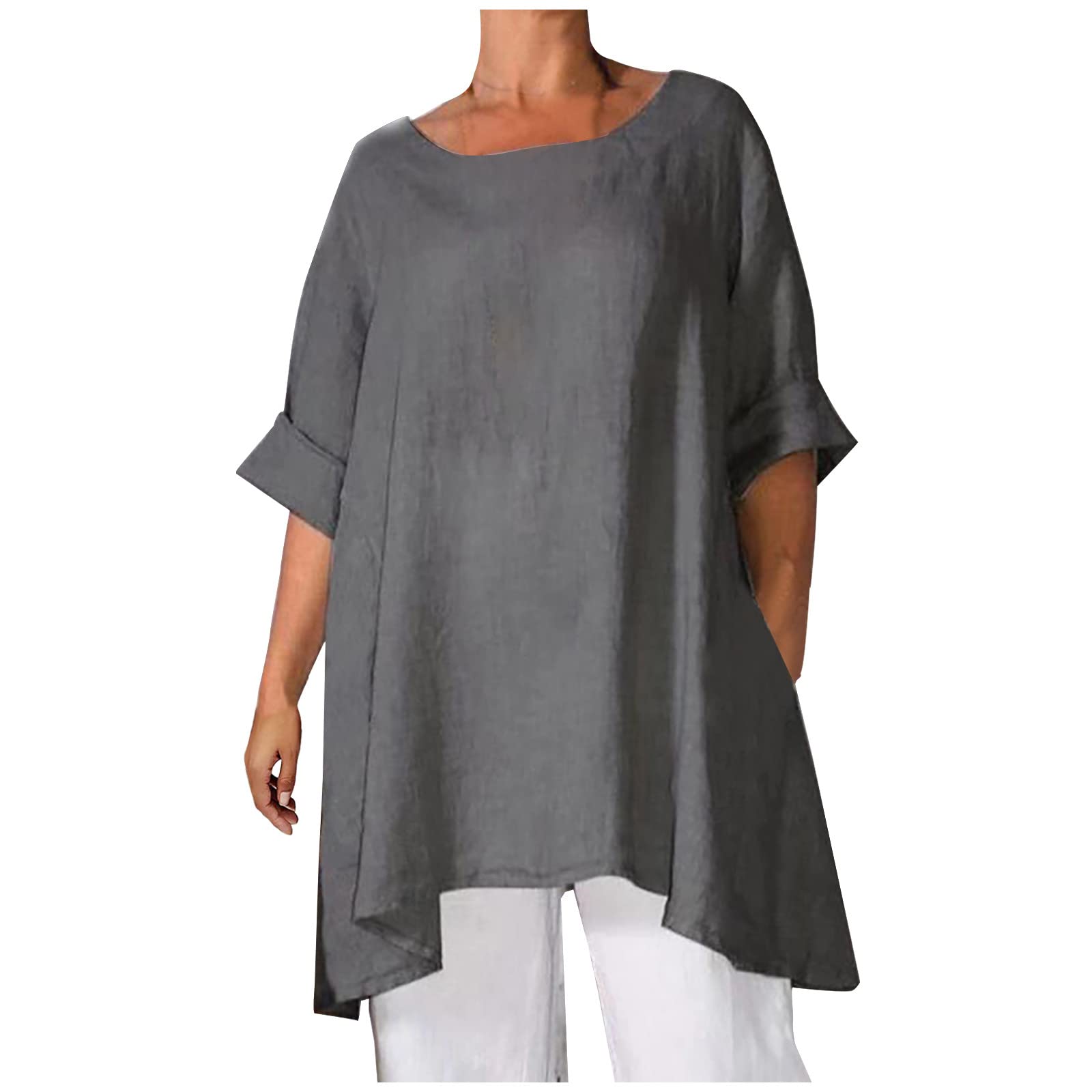 Plus Size Women's Casual Short Sleeve Tops - Loose Fit Summer Blouse for Comfort & Style | Perfect for Work, Travel & Everyday Wear