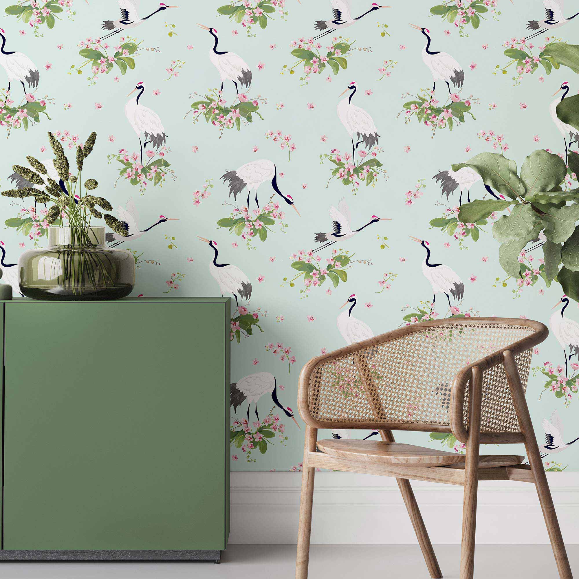 Blue Birds Peel and Stick Removable Wallpaper - Self-Adhesive Decorative Wall Covering for Bedroom, Nursery, Living Room & Home Decor - Easy to Install & Remove - Pattern 0262