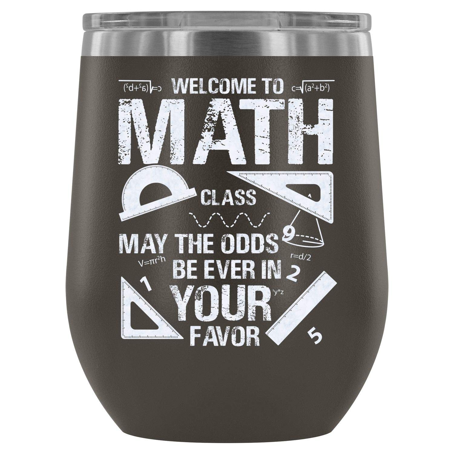 Stainless Steel Vacuum Insulated Wine Tumbler with Lid - 12Oz Pewter Cup for Math Teachers | Perfect for Classroom, Gifts & Wine Lovers | Leakproof & Durable Design