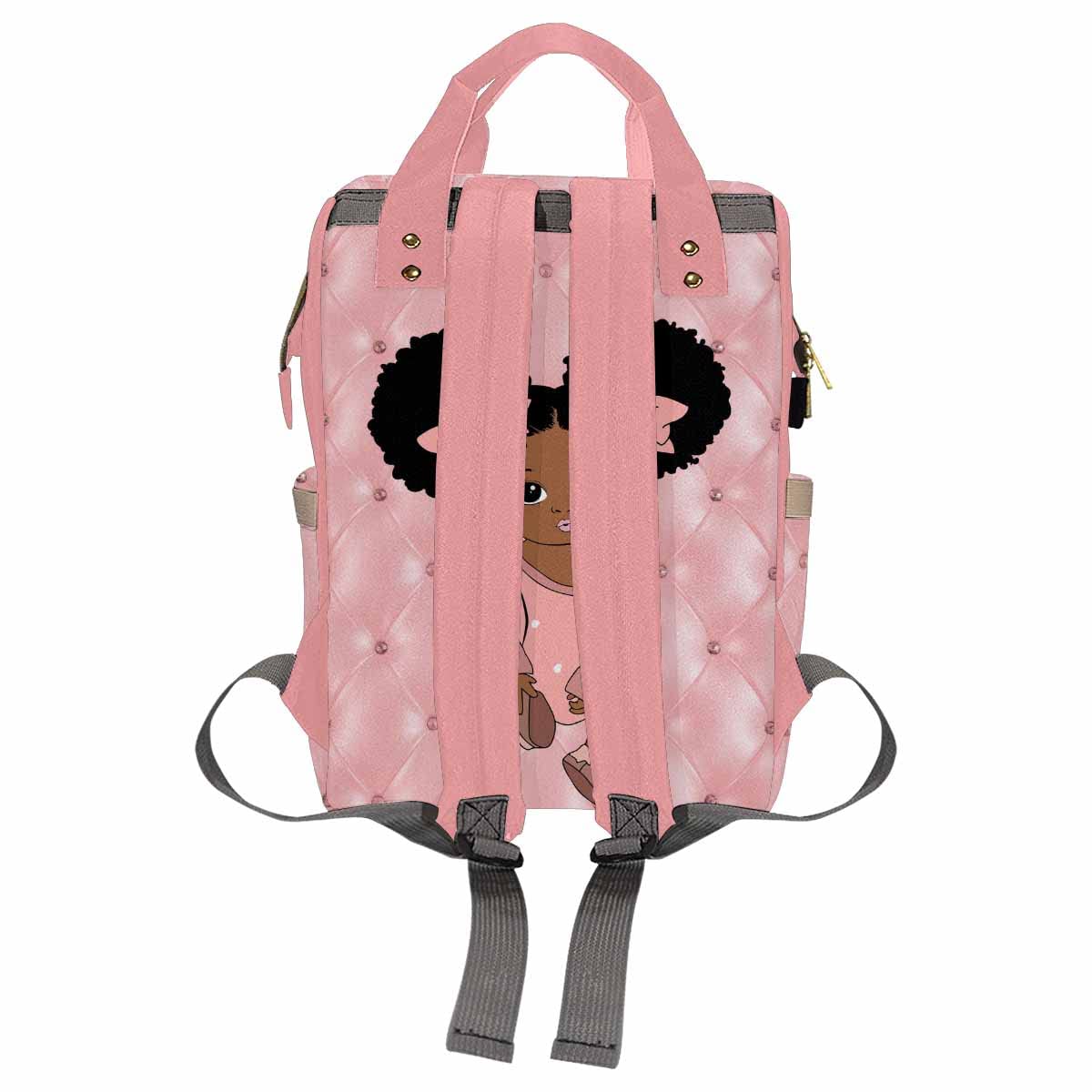 Custom African Black Pink Diaper Bag - Large Capacity Waterproof Nappy Bag for Moms & Newborns | Multi-Functional Travel Organizer Daypack for Baby Essentials | Perfect for Outings, Travel & Daily Use