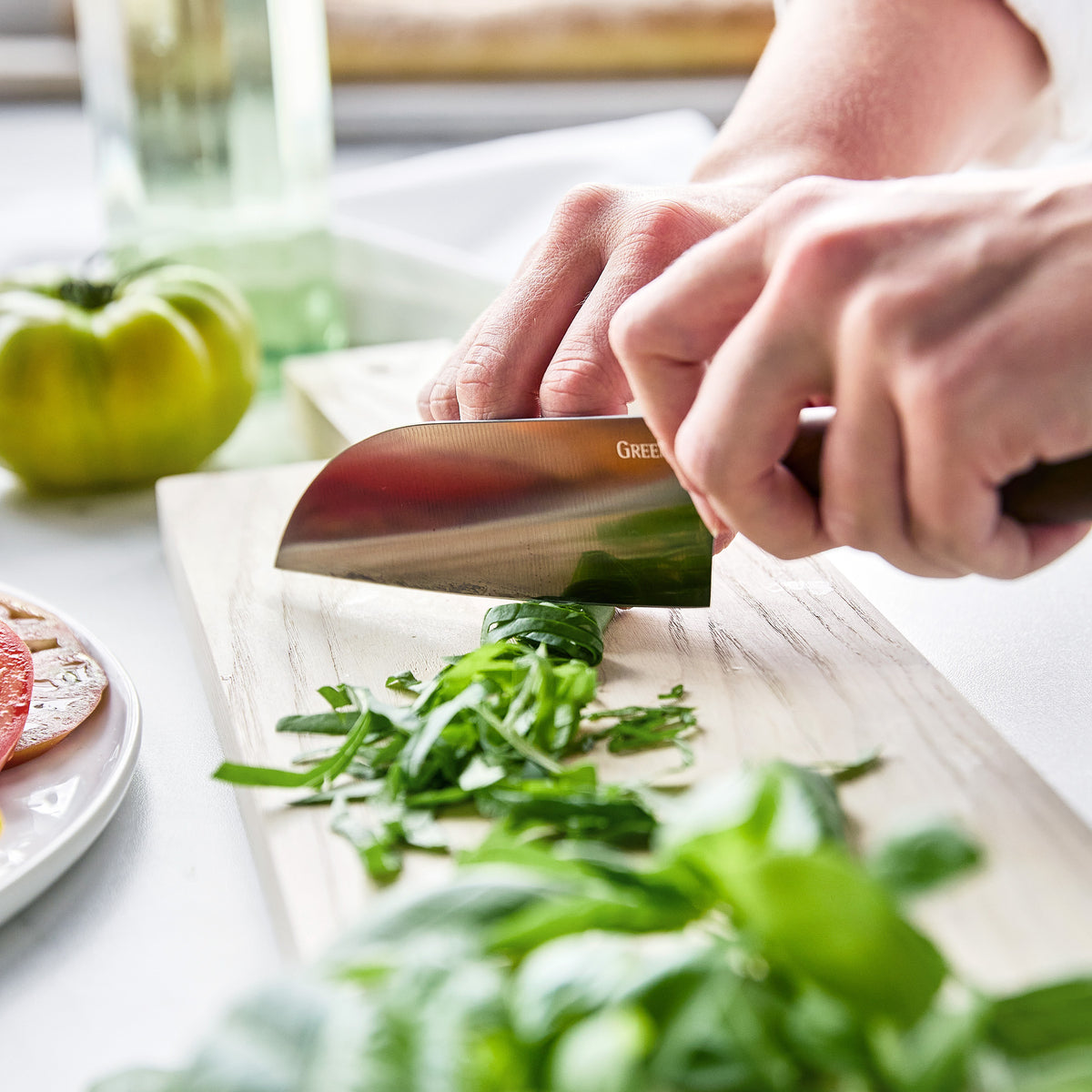 Premium Titanium 5-Piece Small Santoku Knife Set with Walnut Handle - Perfect for Home Cooking, Professional Chefs & Gift Giving