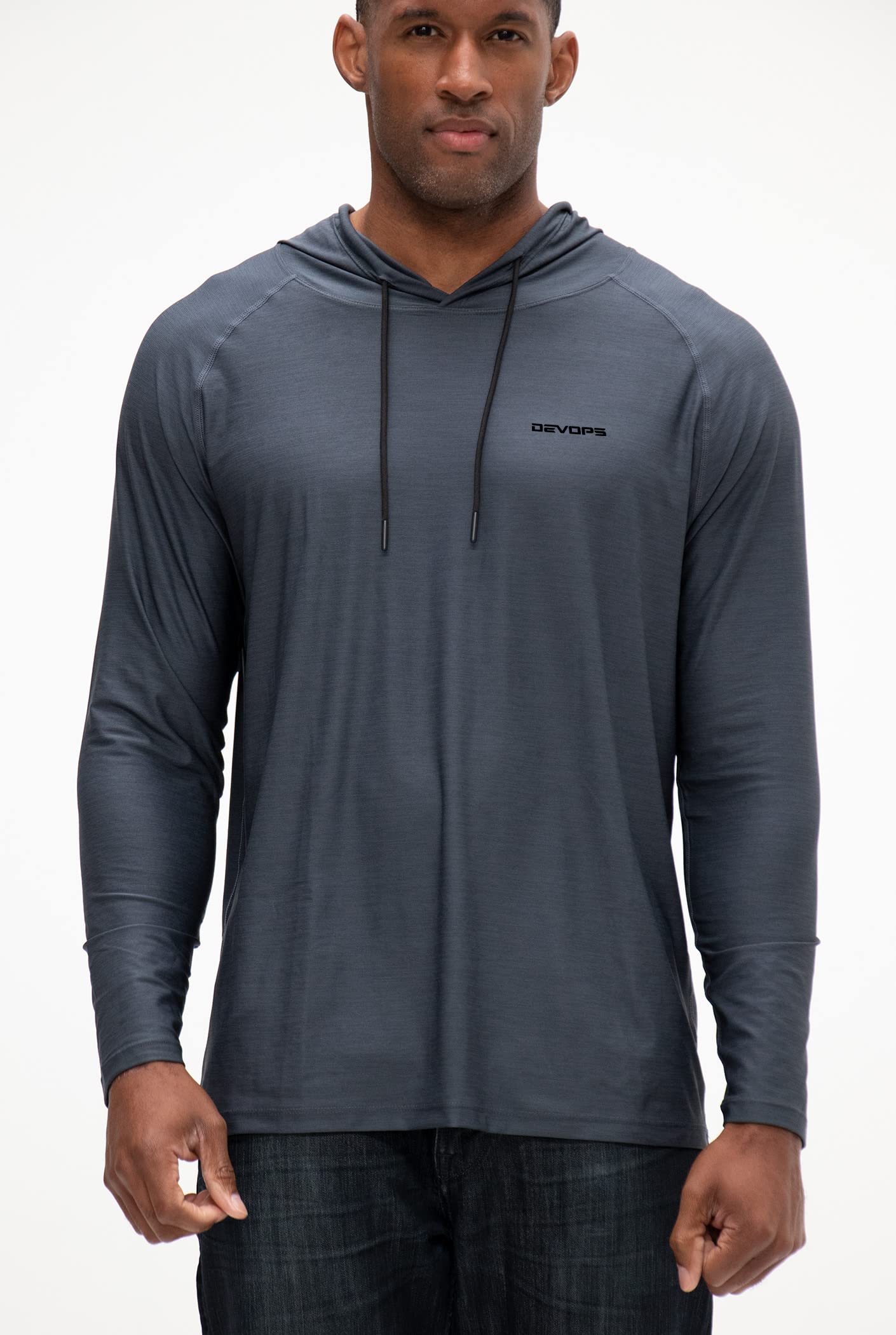 DEVOPS Men's Hoodie - Long Sleeve Pullover for Fishing, Hiking, Running & Workout - Comfortable Athletic Shirt for Outdoor Activities & Gym Training