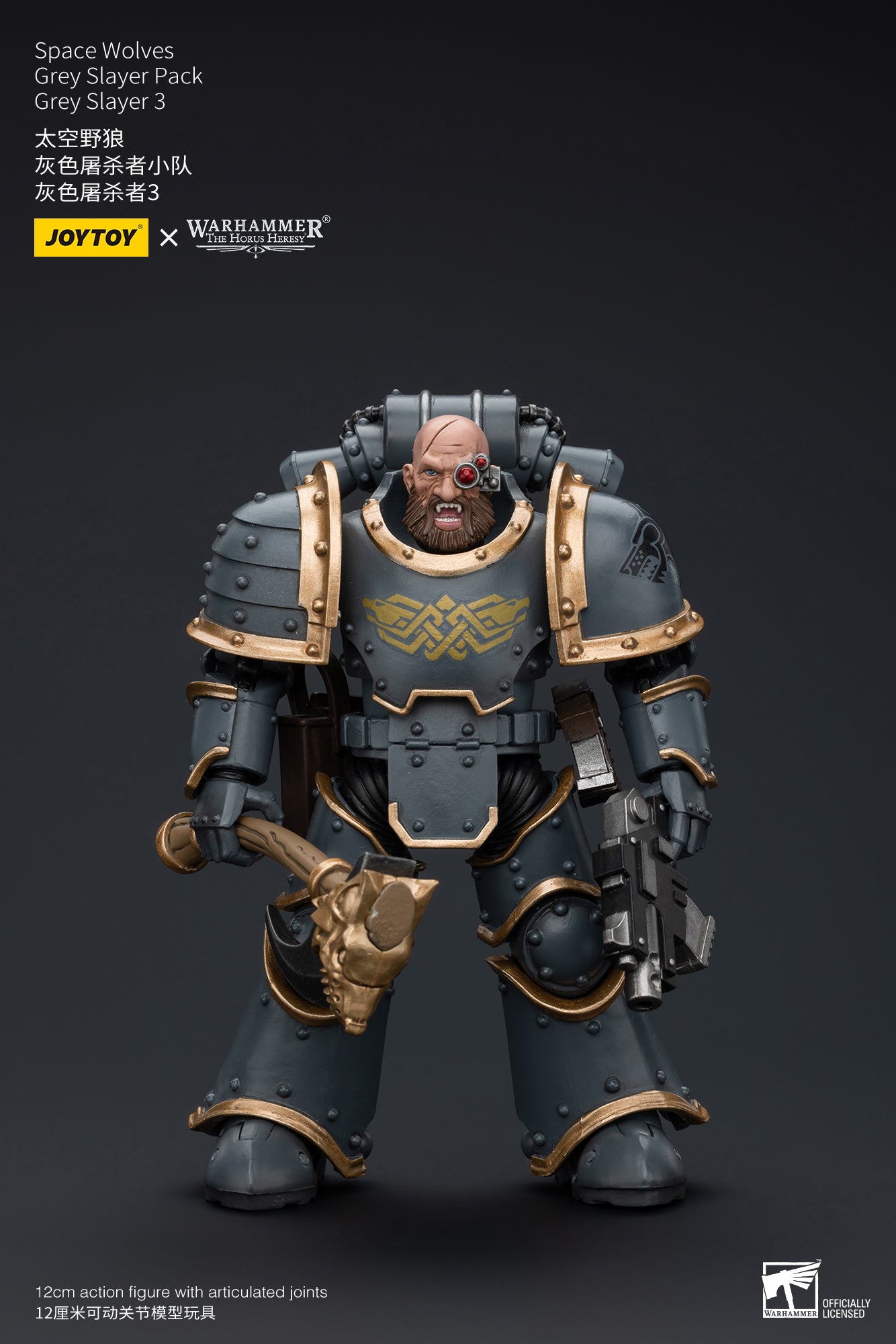 JOYTOY 1/18 Scale Warhammer The Horus Heresy Space Wolves Grey Slayer Action Figure Pack - Collectible Model for Display, Gaming & Warhammer 40K Battle Scenes