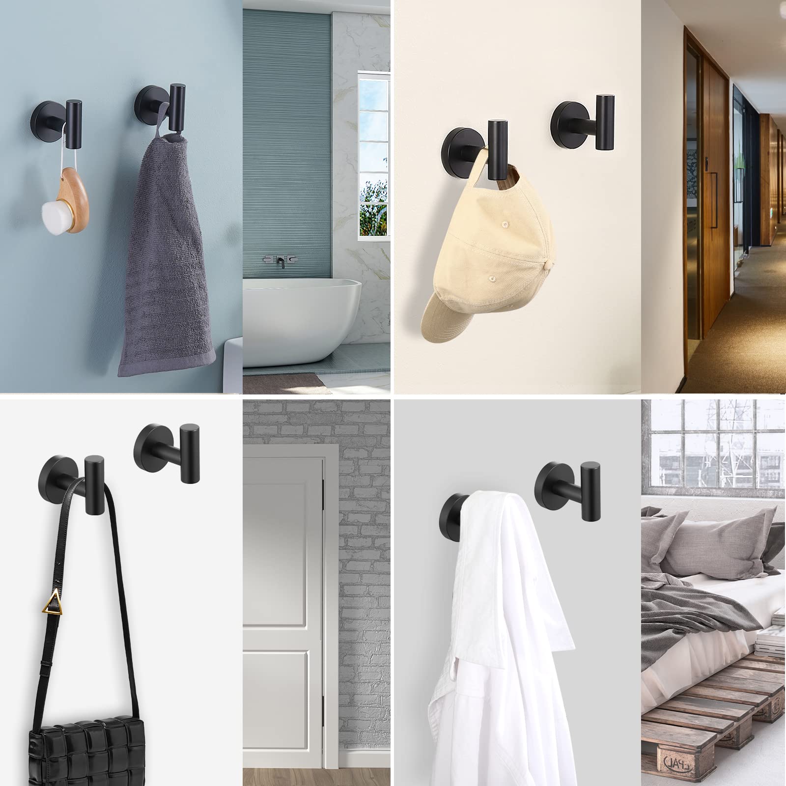 KES 2-Pack Stainless Steel Bathroom Tissue Holder & Towel Hook Set - SUS 304 Paper Roll Holder, Robe Hook for Bathroom Organization (Black) - Perfect for Modern Bathrooms, Powder Rooms & Spa Retreats