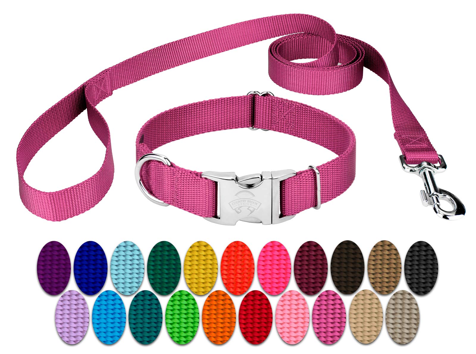 Premium Nylon Dog Collar & Leash Set for Small, Medium, Large Dogs - 30+ Vibrant Colors (3/4
