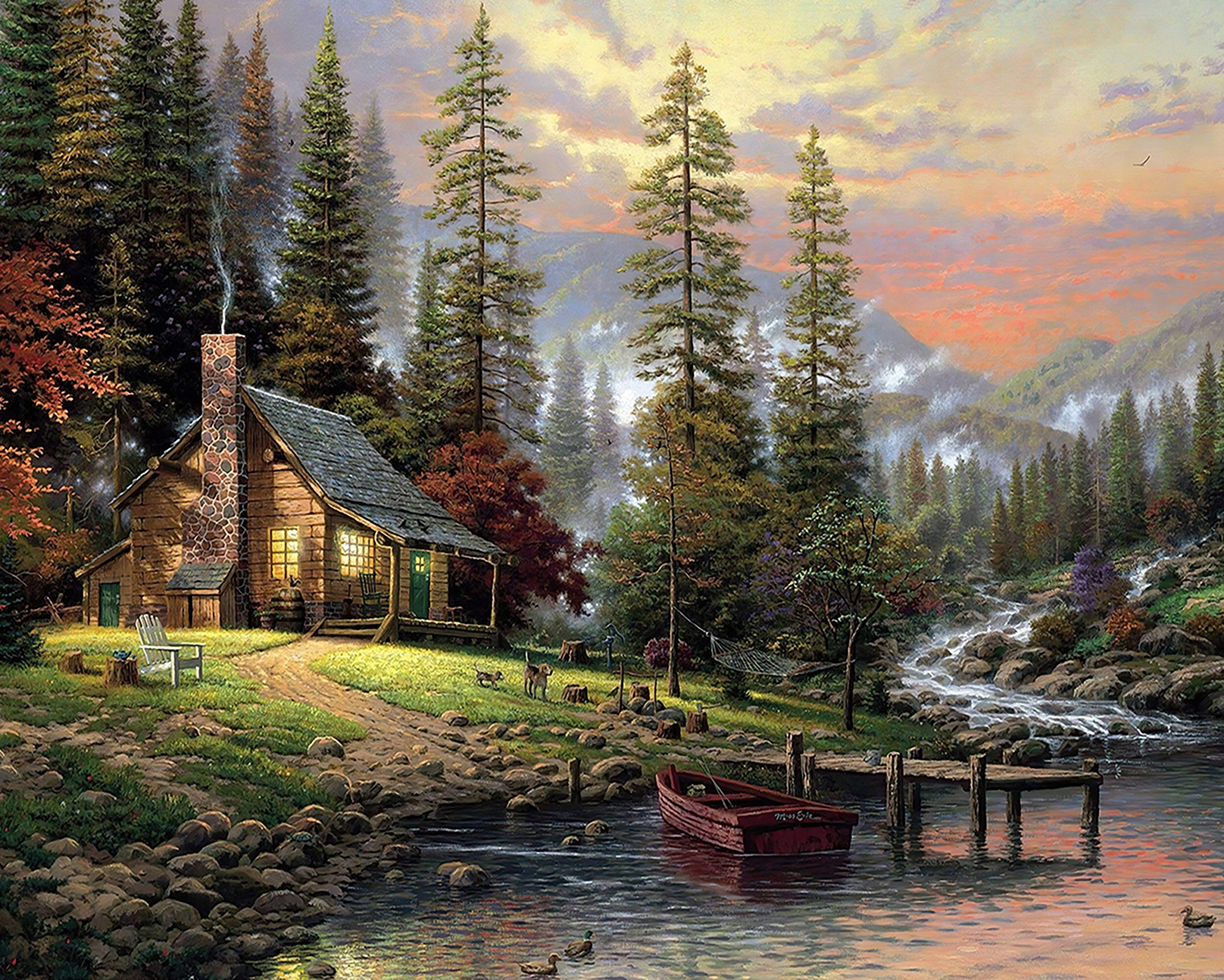 Knownyou DIY Paint by Numbers Kit for Adults & Kids - 16x20 Inch Canvas Oil Painting for Beginners, New Painters - Acrylic Art Craft & Home Wall Decor (Forest Chalet) - Perfect for Relaxation, Stress Relief & Creative Gift Giving