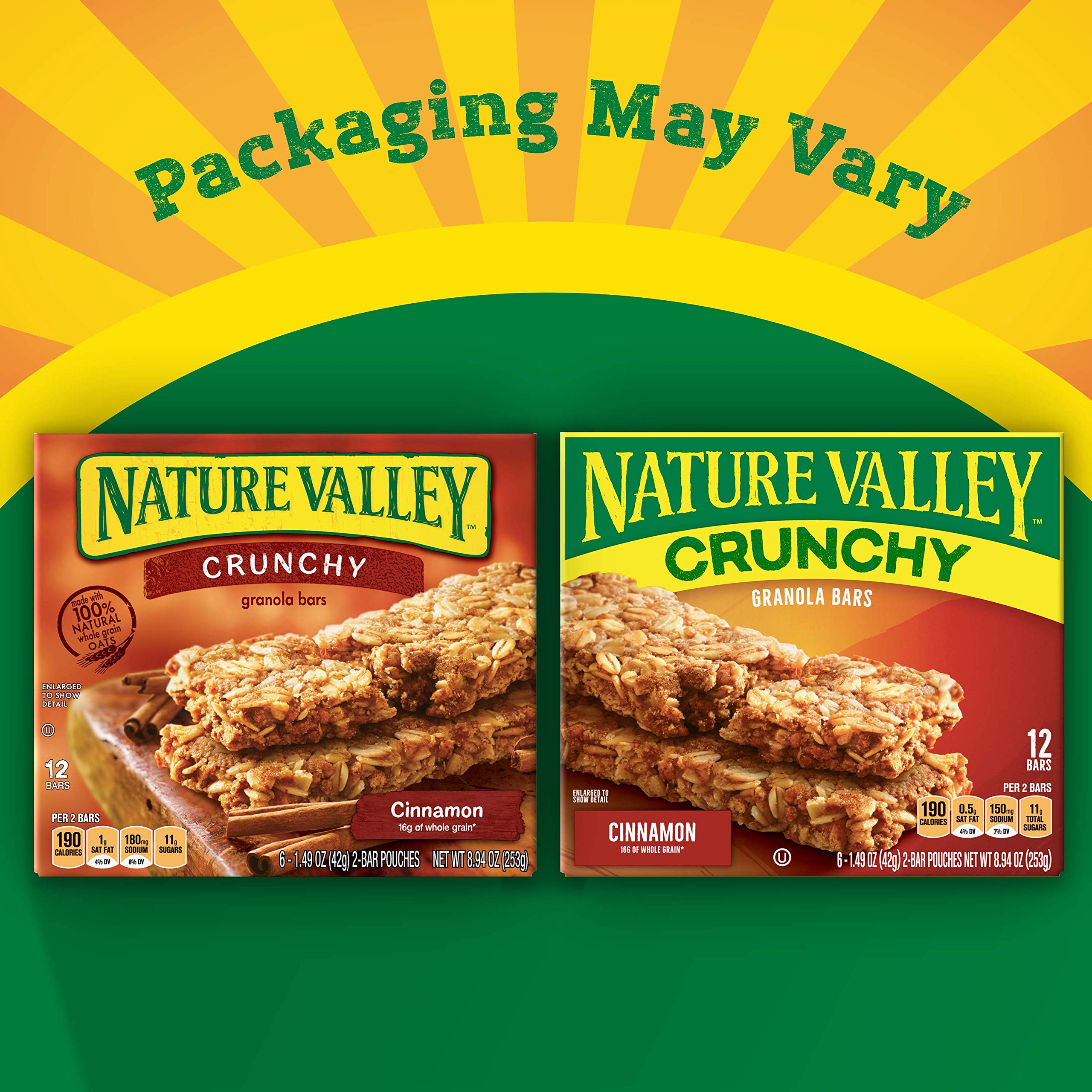 Nature Valley Crunchy Cinnamon Granola Bars - 12 Pack for Hiking & Snacks
