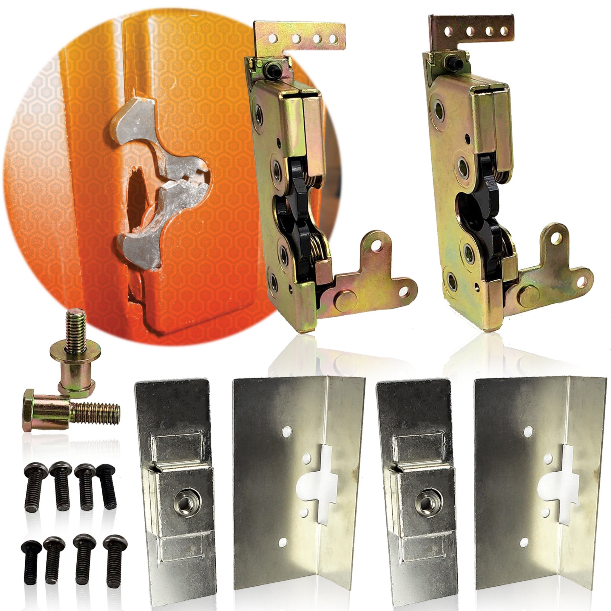 Vintage 1903 Rambler Model F Large Bear Claw Door Locking Latch Set with Install Kit, Mounting Plates & Strikers - Perfect for Classic Car Restoration & Antique Vehicle Door Security