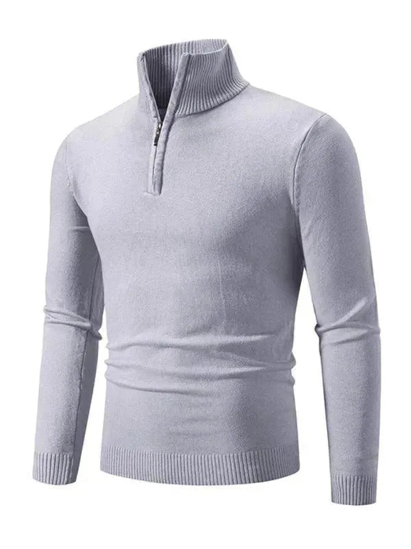 Men's Zipper Turtleneck Pullover Sweater - Warm Winter Knitwear for Casual Outfits & Office Wear