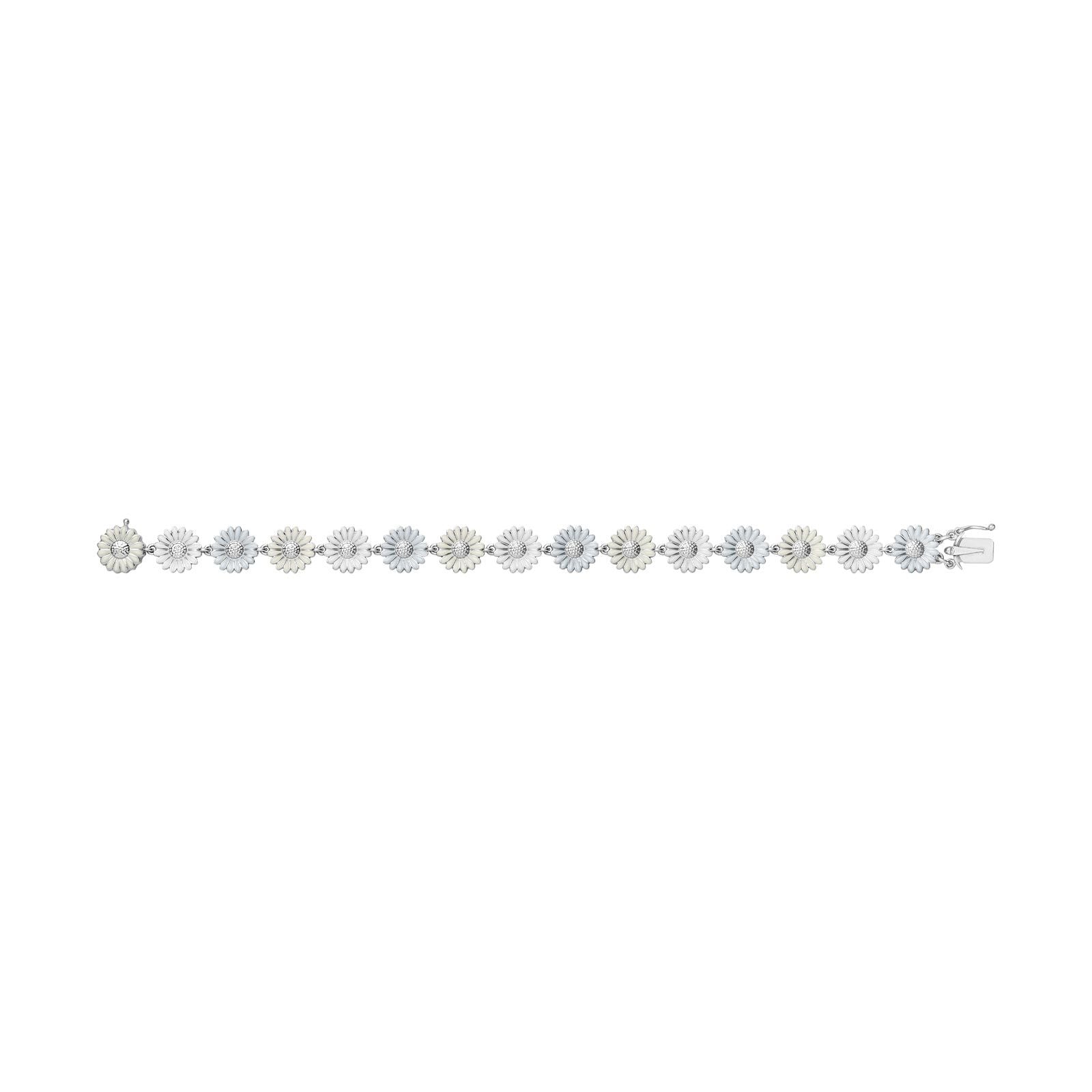 Georg Jensen DAISY Silver & White Enamel Bracelet for Women | Elegant Daisy Flower Design Jewelry | Perfect for Weddings, Anniversaries & Special Occasions