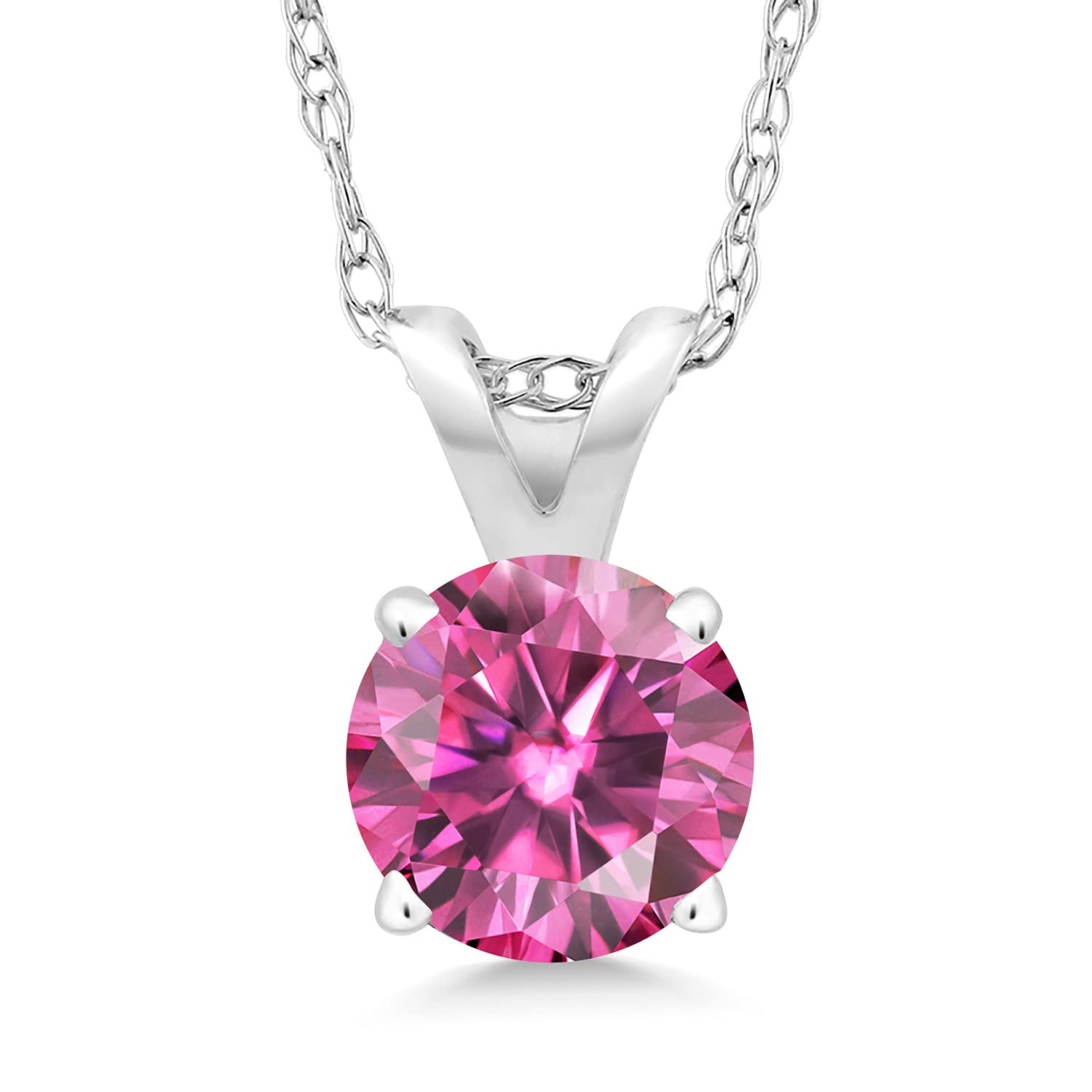 Gem Stone King Solid 14K Gold 6MM Round Birthstone Pendant Necklace for Women - 4-Prong Setting with 18 Inch Gold Chain | Elegant Jewelry Gift for Birthday, Anniversary & Special Occasions