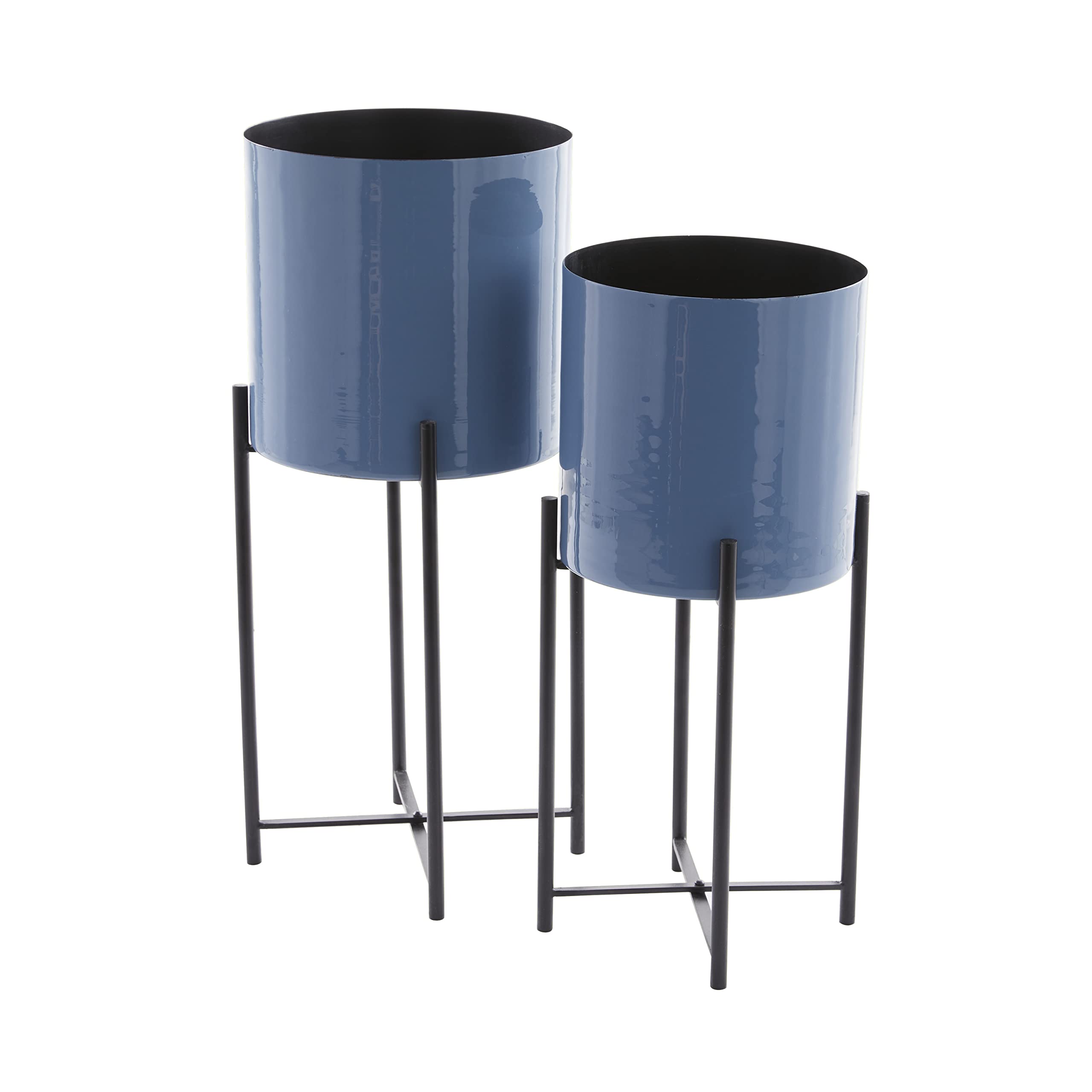 CosmoLiving by Cosmopolitan Modern Metal Planter - Indoor Outdoor Decorative Flower Pot for Home, Office, Patio - Blue | Perfect for Living Room Decor, Kitchen Plants & Entryway Greenery
