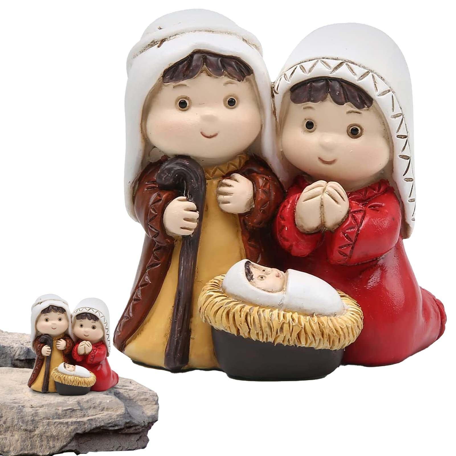 Nativity Scene Set - Resin Christmas Figurines with Manger, Holy Family Statues for Indoor Christmas Decor | Perfect for Home, Church, and Holiday Tabletop Displays