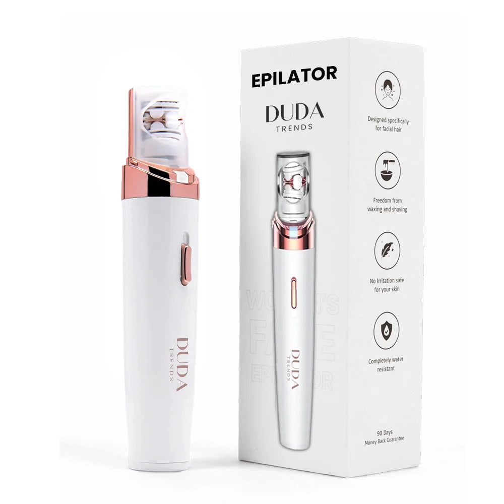 18K Gold Epilator for Women - Facial Hair Remover Pro - Painless Hair Removal for Eyebrows, Upper Lip & Chin - At-Home Beauty Device for Smooth Skin
