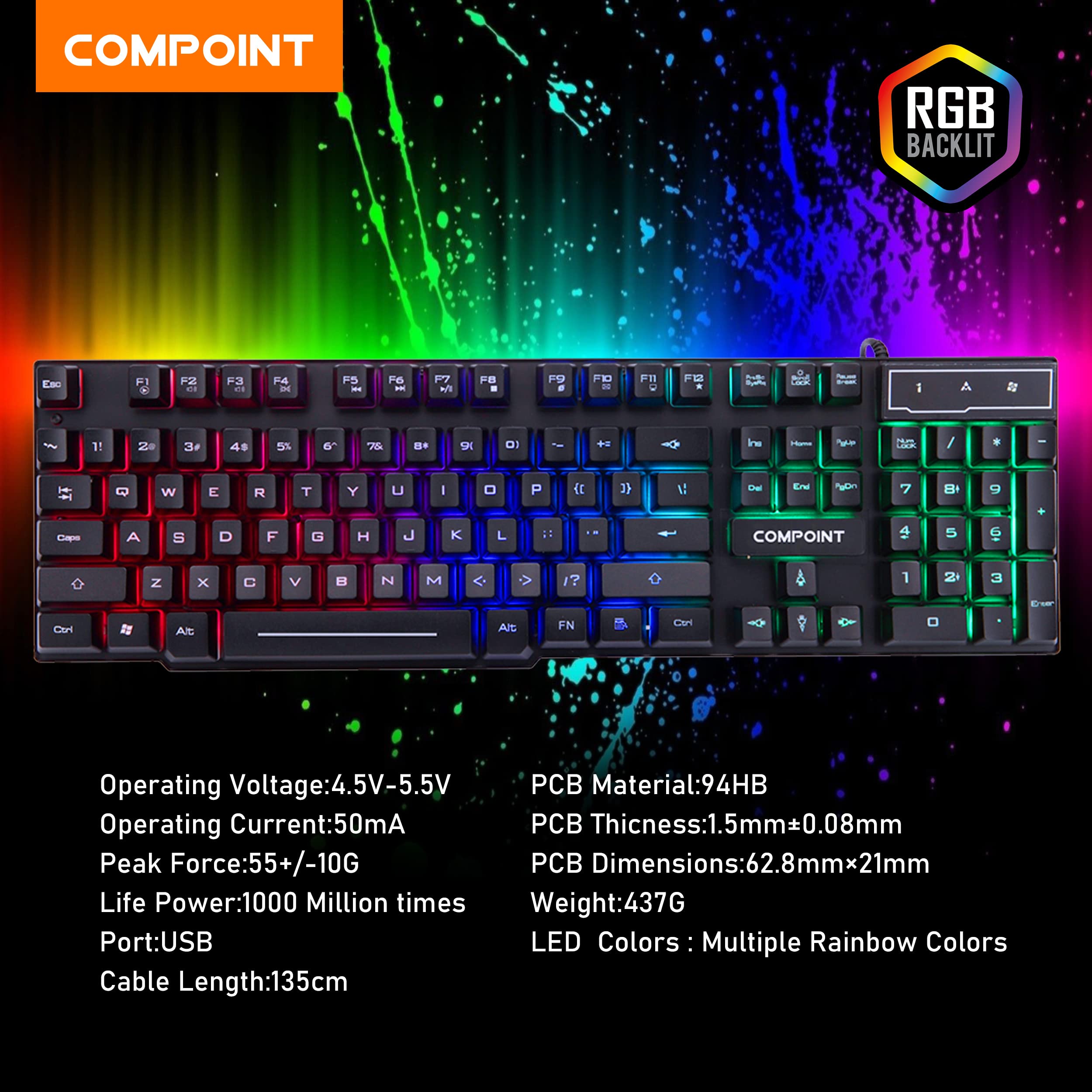 Compoint 4-in-1 Gaming Bundle with Q-LED Backlit Keyboard, Noise-Canceling Headset & Large Mouse Pad - Compatible with Xbox, PS5, PC | RGB Lighting, Ergonomic Design for Pro Gamers | Perfect for Esports, Streaming & Home Gaming Setup