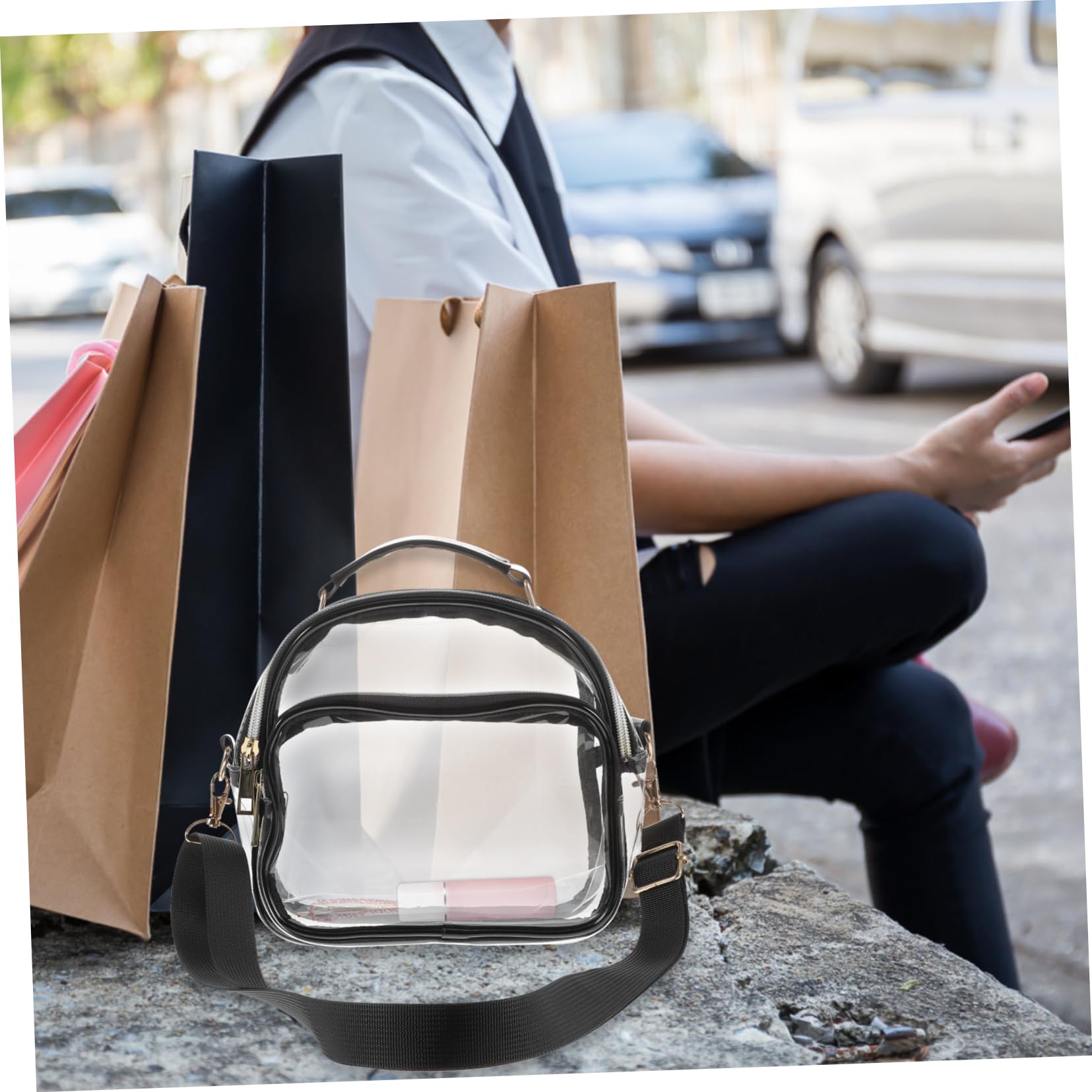 BESPORTBLE Women's Single Shoulder Crossbody Bag - PVC Clear Purse for Concerts, Stadiums & Events - Approved Clear Bag Policy Compliant - Perfect for Music Festivals, Sports Games & Travel