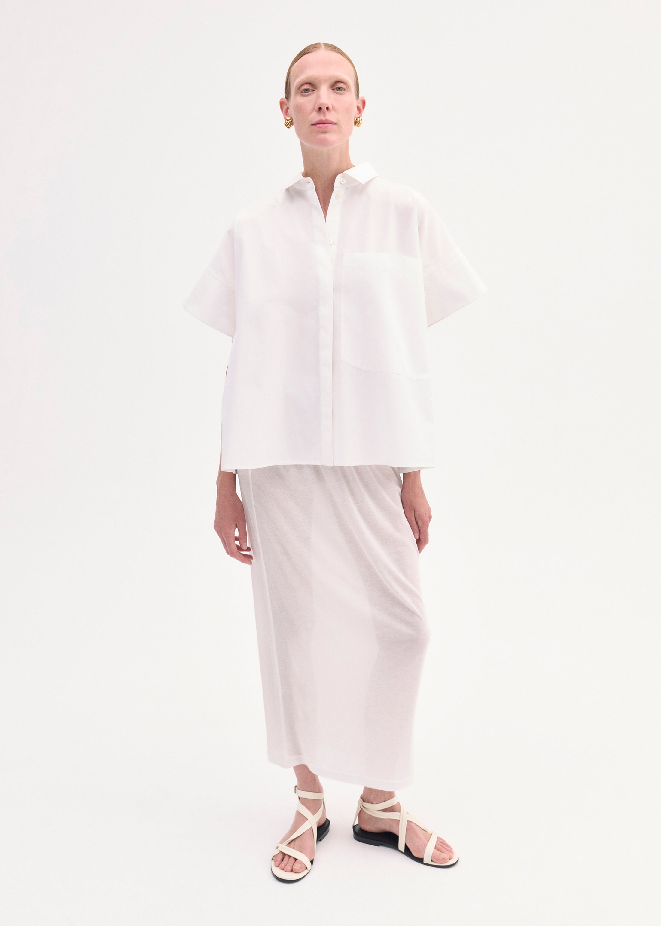 Stylish Cotton Jersey Pencil Skirt in Ivory - Perfect for Office Wear & Casual Outfits