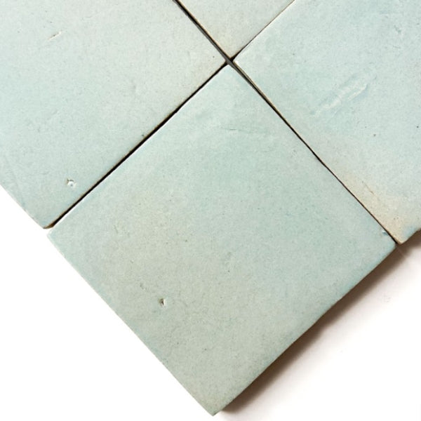 Handmade Aqua Blue Evelyn Zellige Tile 4x4 Inches (100x100x12mm) - Perfect for Kitchen Backsplash, Bathroom Walls & Moroccan-Inspired Home Decor