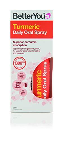 BetterYou Turmeric Daily Oral Spray 25ml - Natural Immune Support & Anti-Inflammatory Supplement for Wellness - Perfect for Travel, Work & Active Lifestyles