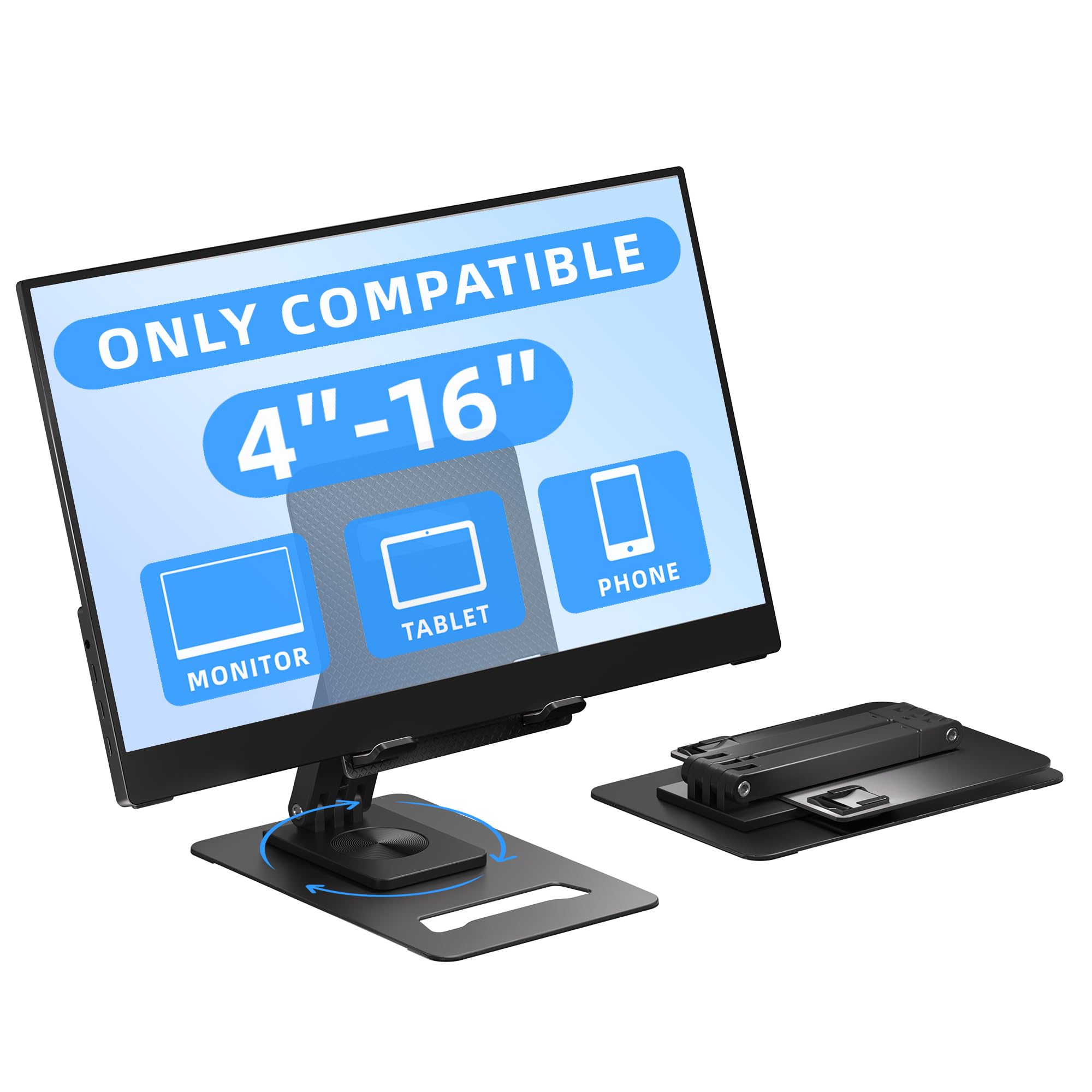 Adjustable Tablet Stand Holder - Portable Monitor Stand for iPad, Surface Pro, Galaxy Tab, Kindle & More - Perfect for Home Office, Gaming & Travel Use