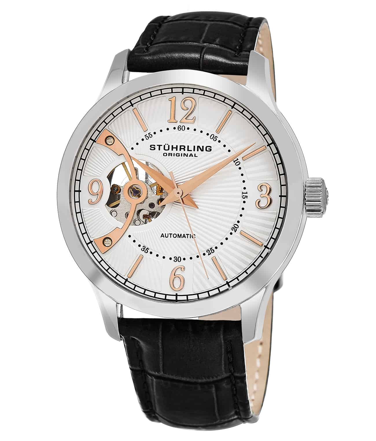 Black Dial / Silver Case / Black Leather Strap Silver Tang Buckle