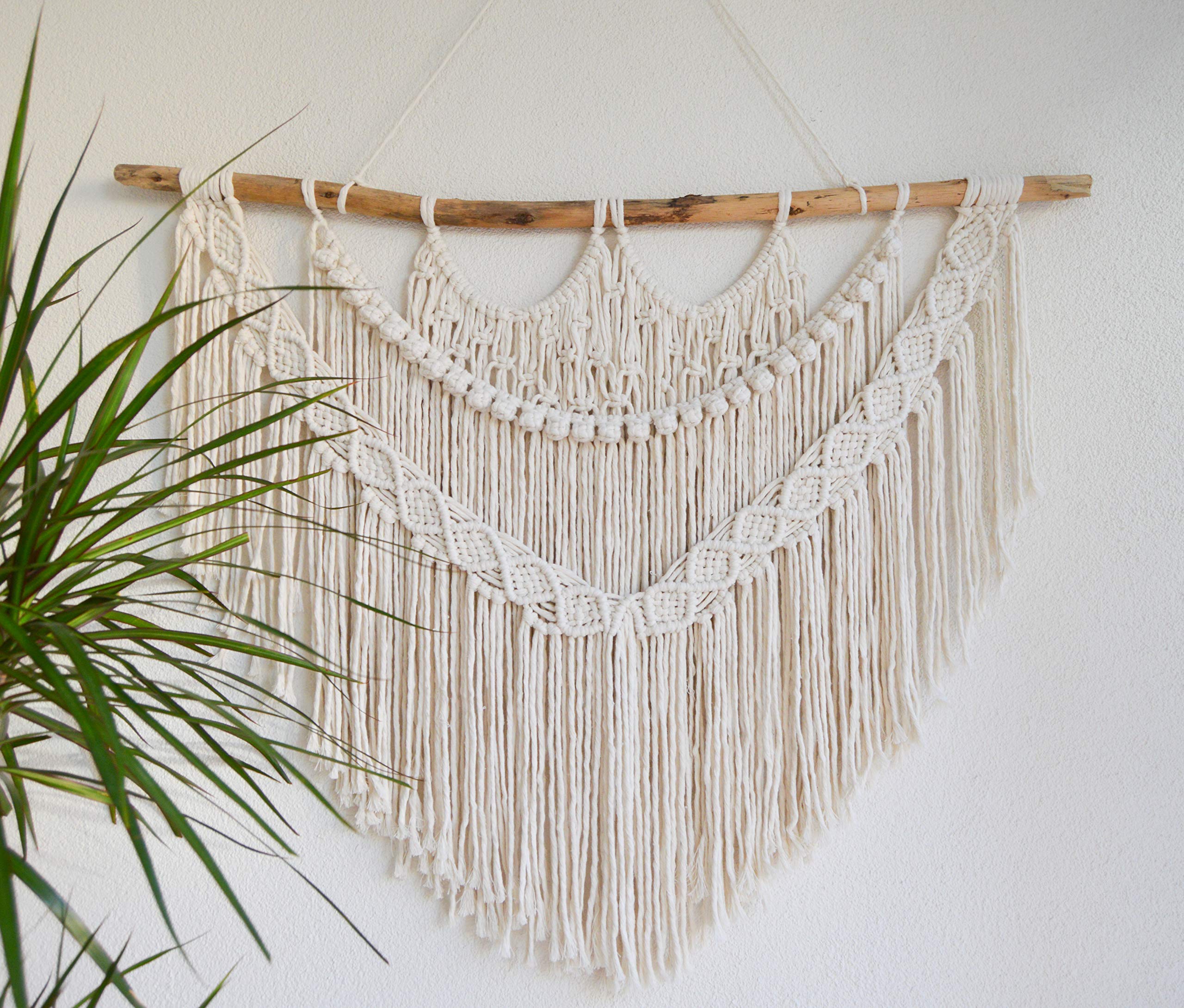 Handmade Macrame Wall Hanging - Boho Chic Tapestry for Bedroom & Dorm Decor | Natural Cotton Yarn Woven Wall Art | Aesthetic Bohemian Headboard & Room Accent | Perfect for Cozy Spaces, Meditation Rooms & Boho Home Styling