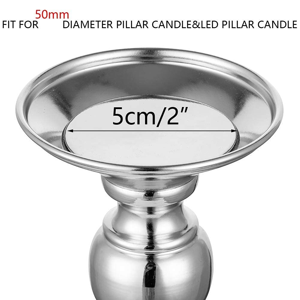 2/4/10 Pcs Gold Metal Pillar Candle Holders - Elegant Wedding Centerpieces & Candlestick Stands for Special Events, Parties, Home Decor and Romantic Dinner Table Settings (Silver, 10 Pcs)