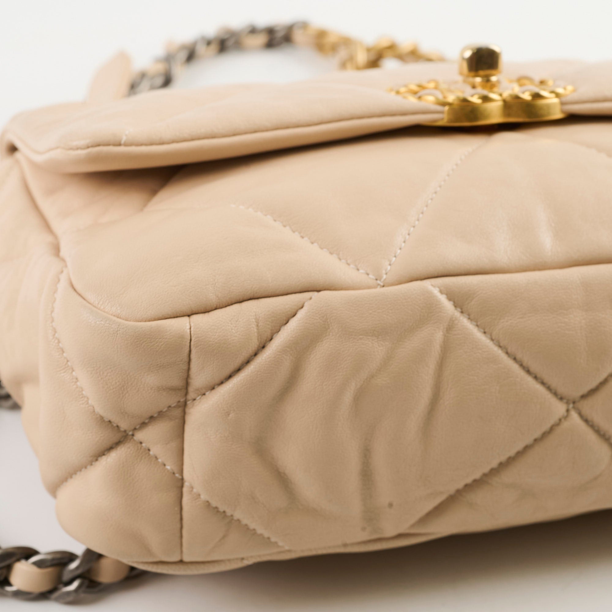 Chanel 19 Small Beige Lambskin Crossbody Bag - Luxury Designer Handbag for Women | Perfect for Date Night, Office & Travel Accessories
