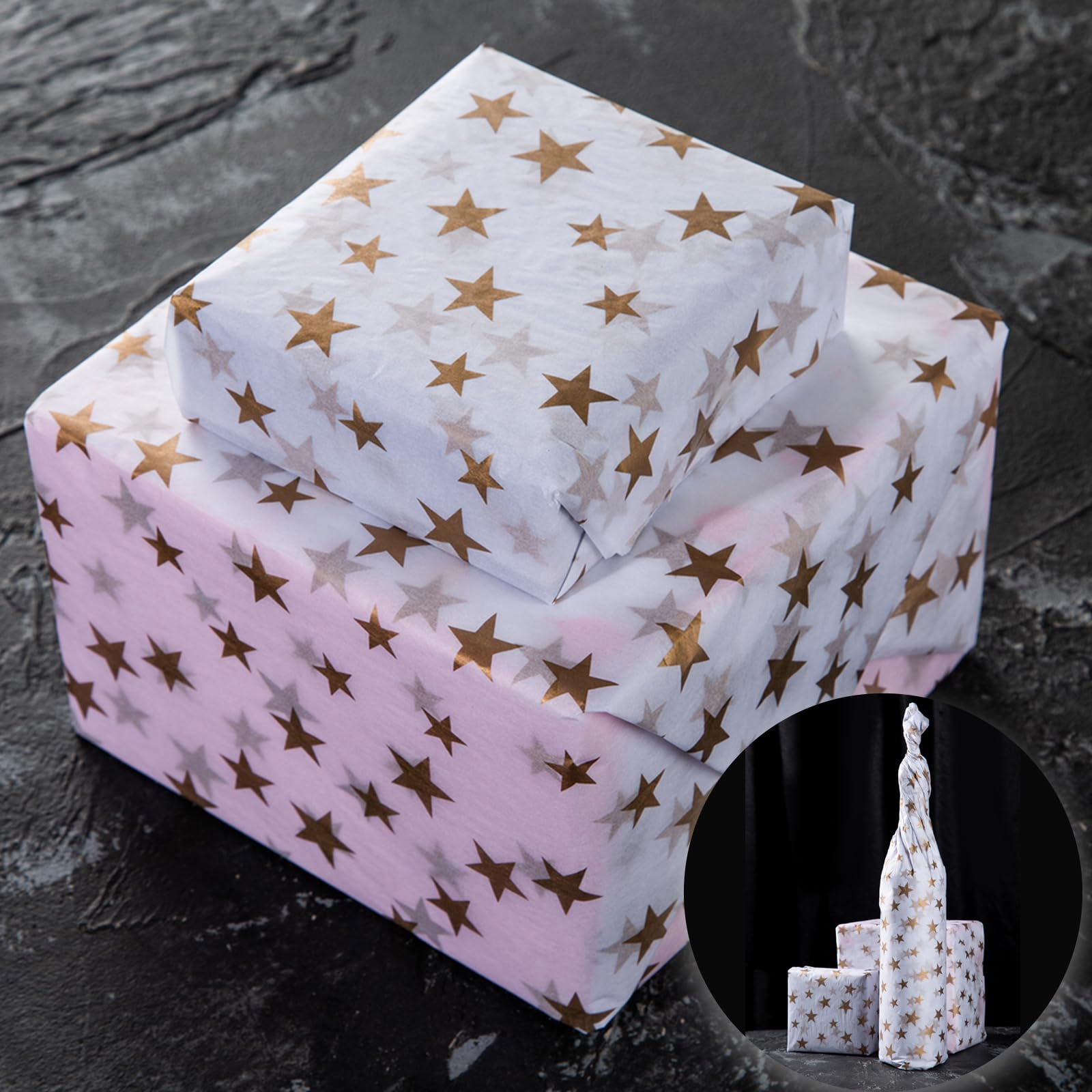 Premium Gold Star White Tissue Paper - 50 Sheets for Gift Wrapping, DIY Crafts, Party Decorations | Perfect for Birthday Presents, Wedding Favors & Holiday Packaging