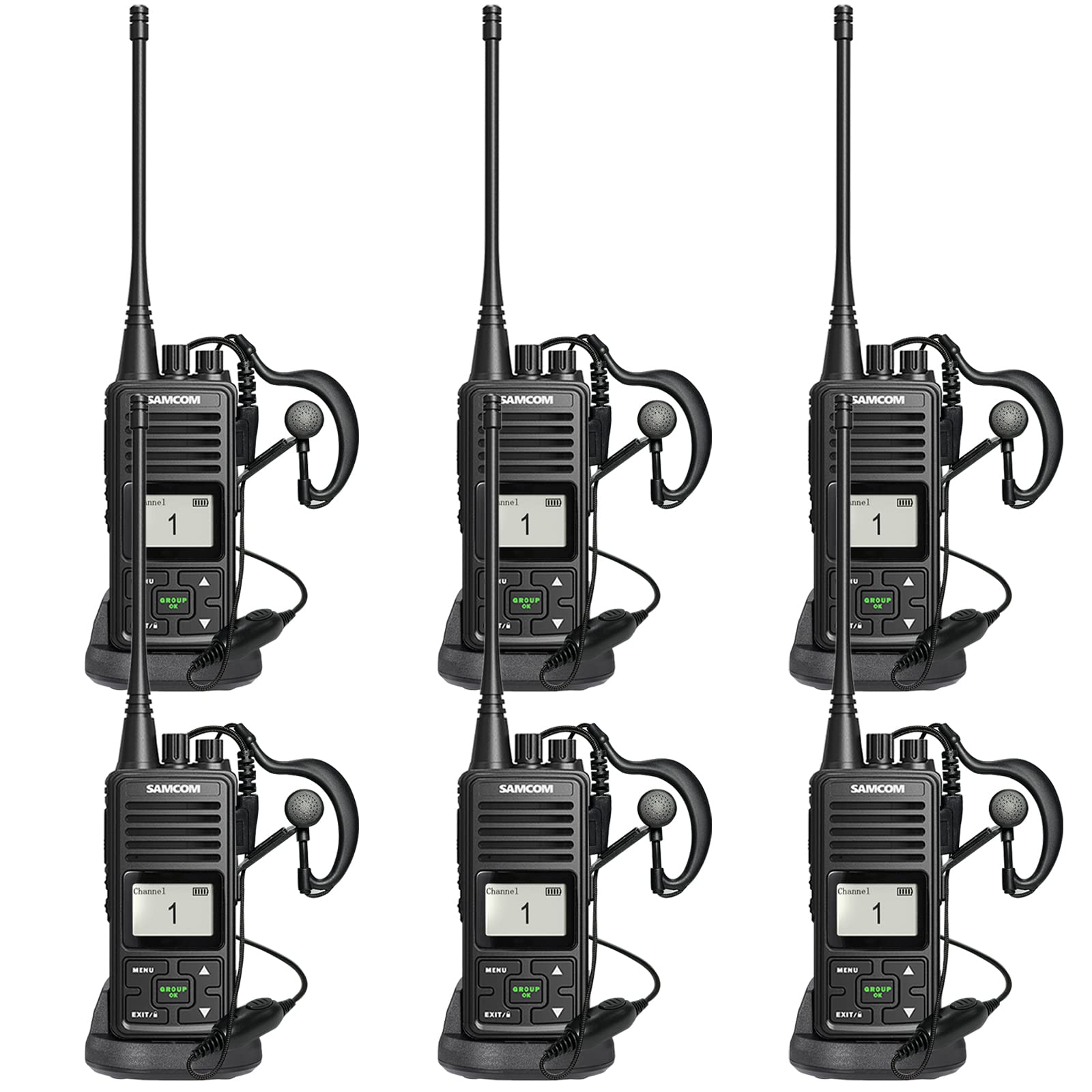 Professional SAMCOM FPCN10A Long Range Two Way Radios - 3000mAh Rechargeable Battery, UHF Walkie Talkies for Adults, Business & Outdoor Use (6 Pack) | Ideal for Construction, Security Teams & Event Coordination