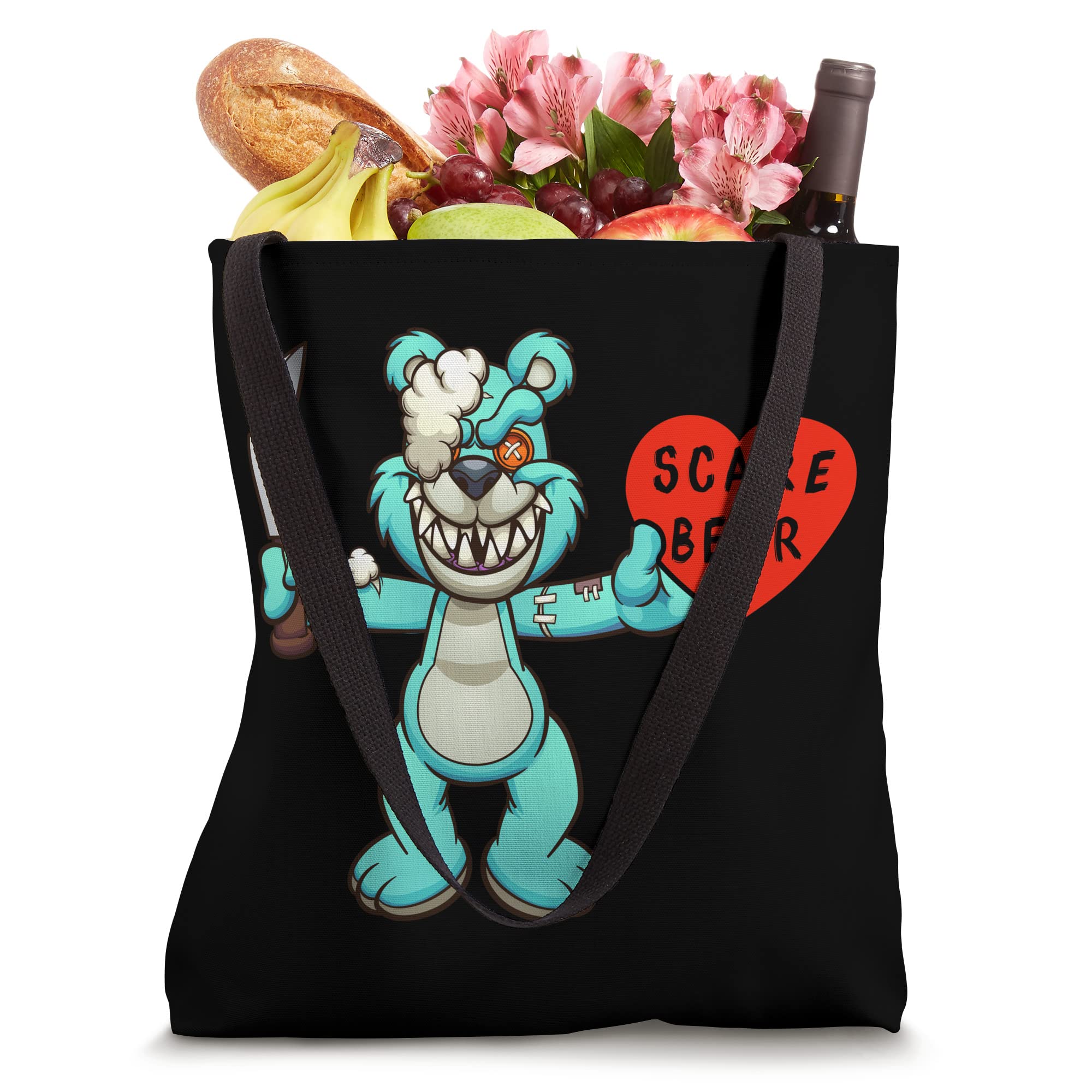 Pastel Goth Scare Bear Alternative Clothing for Teens - Kawaii Revenge Tote Bag for School, Concerts & Alternative Fashion Outfits