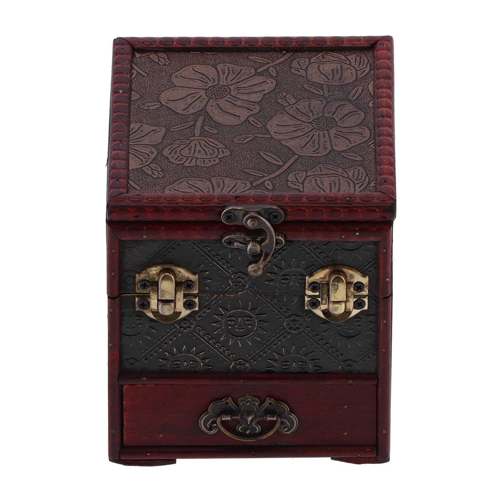 Antique Wooden Jewelry Box with Mirror - Lightweight Multi-Layer Drawer Storage Organizer for Women & Girls | Perfect for Travel, Home Decor & Gift Giving