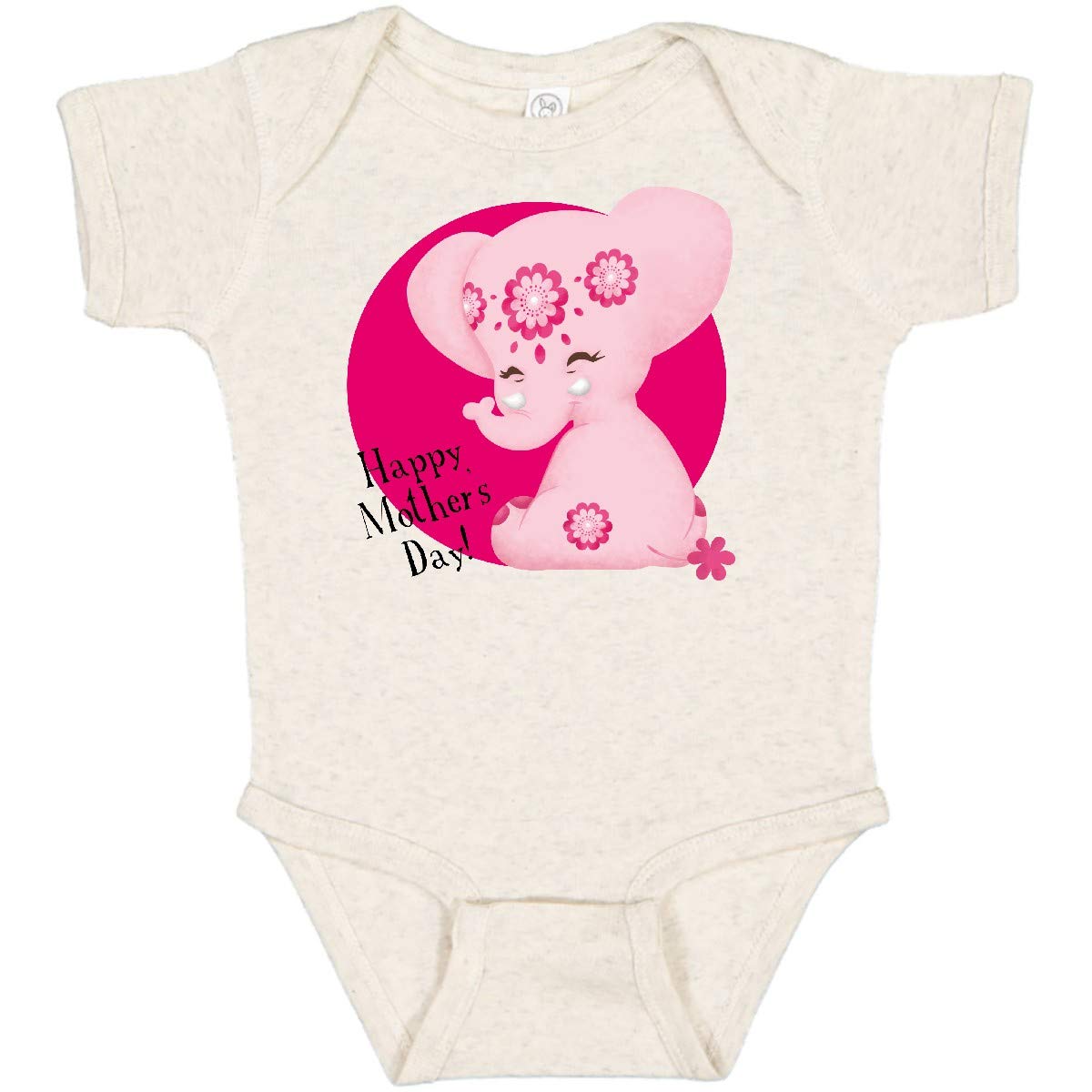 Inktastic Happy Mother's Day Pink Elephant Baby Bodysuit - Cute Tiny Tusks Design for Newborns & Infants - Perfect Gift for Baby Showers, Birthdays & Mother's Day Celebrations