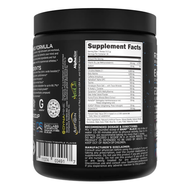 Bucked Up BAMF Nootropic High-Stimulant Pre-Workout Powder - Boost Energy, Focus & Performance for Intense Gym Sessions & Athletic Training