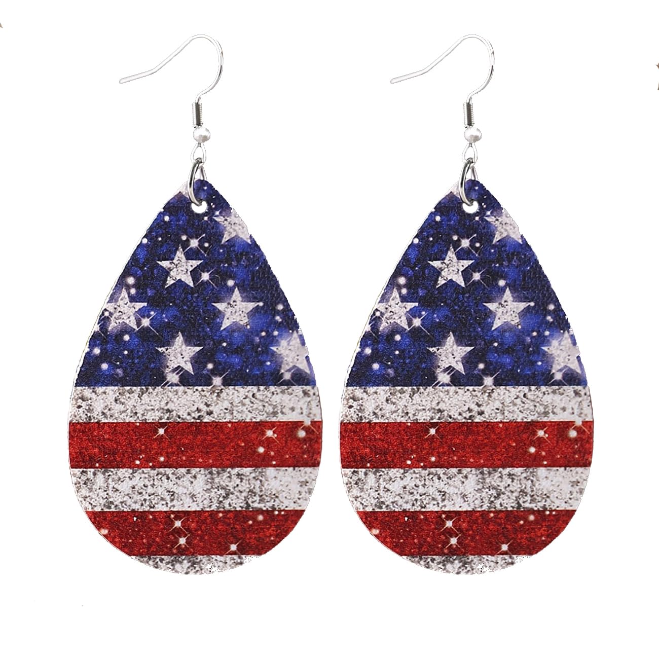 ROSTIVO American Flag Earrings for Women - Patriotic 4th of July Teardrop Leather Dangle Earrings - Perfect for Independence Day, Memorial Day & Summer Festivals