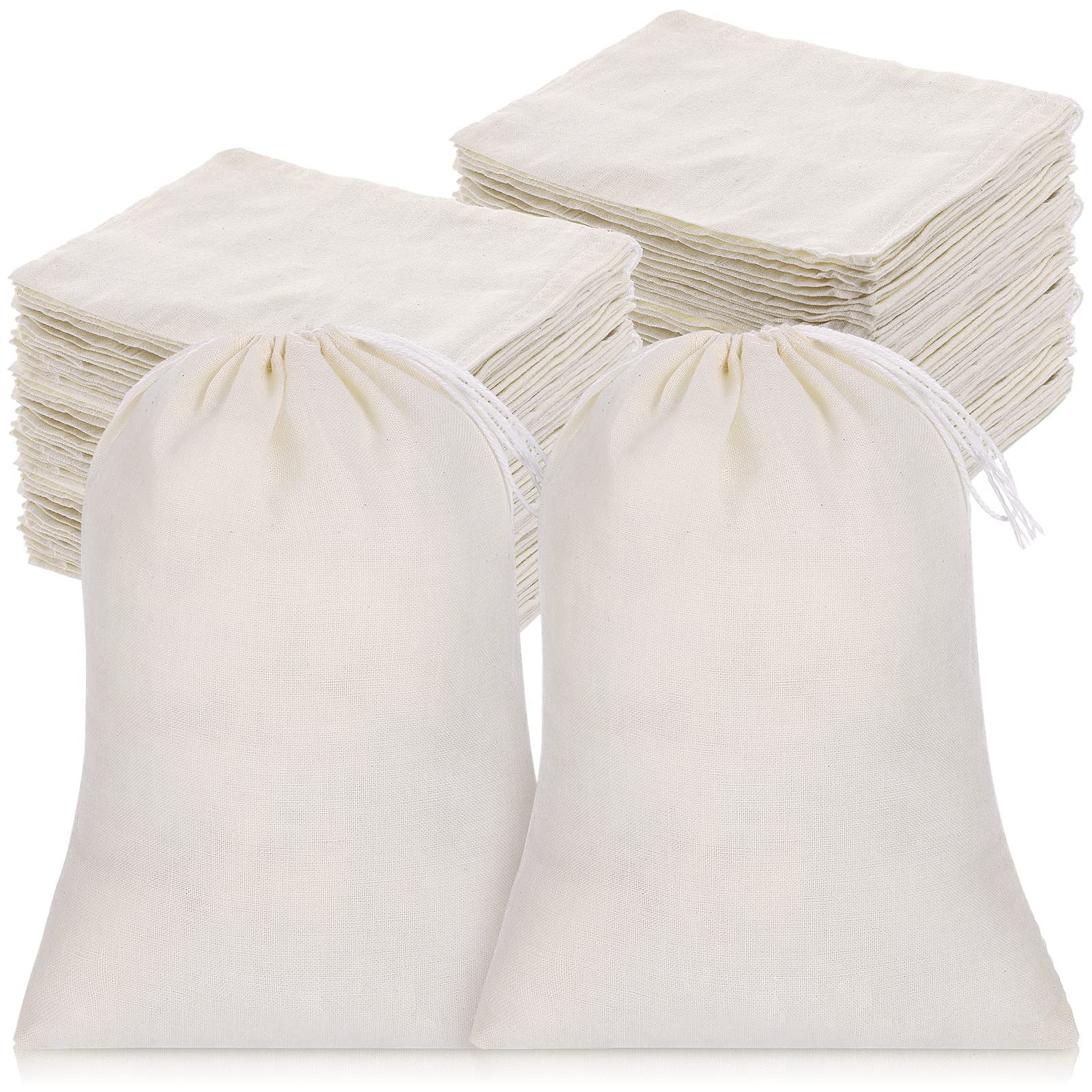 200 Pack Natural Muslin Drawstring Bags - Reusable Cotton Sachet Pouches for Tea, Jewelry, Wedding Favors, Party Gifts & Storage - Perfect for DIY Crafts, Aromatherapy & Organizing Small Items